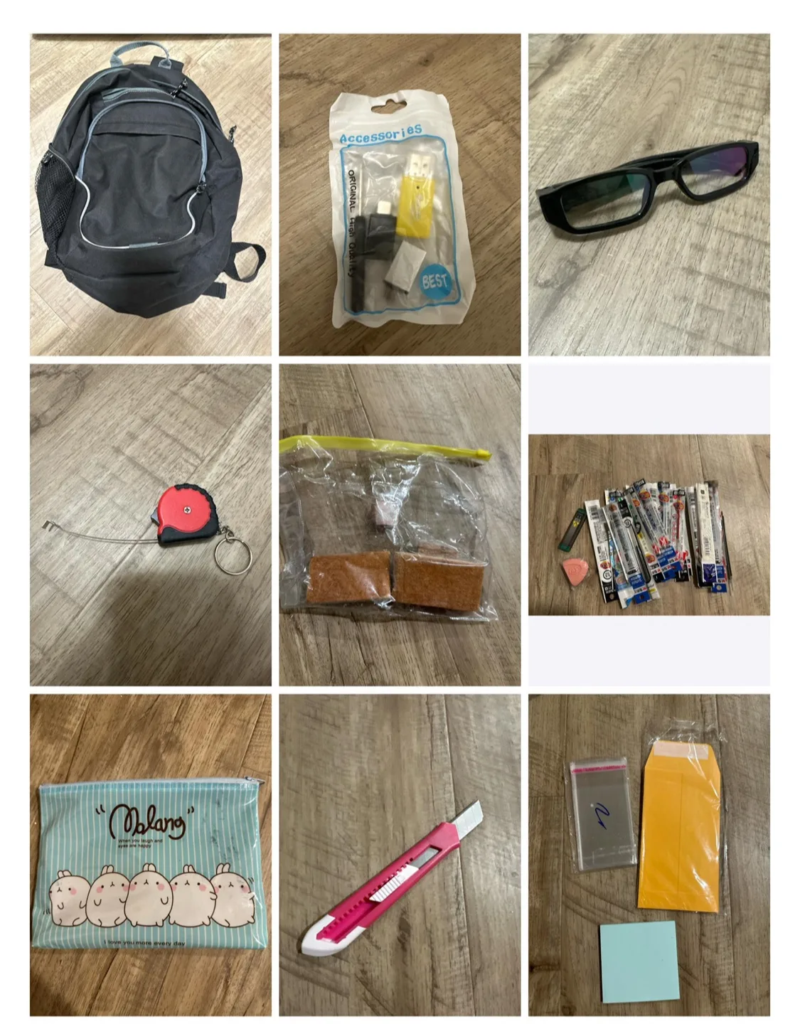 Backpack, USBs, Glasses, Pens thumbnail