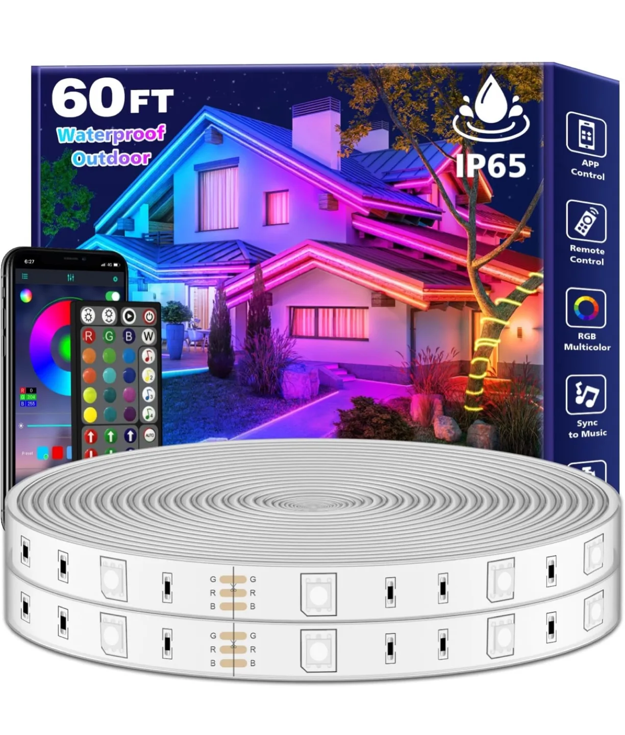 60ft Waterproof LED Strip Lights App & Remote Control thumbnail