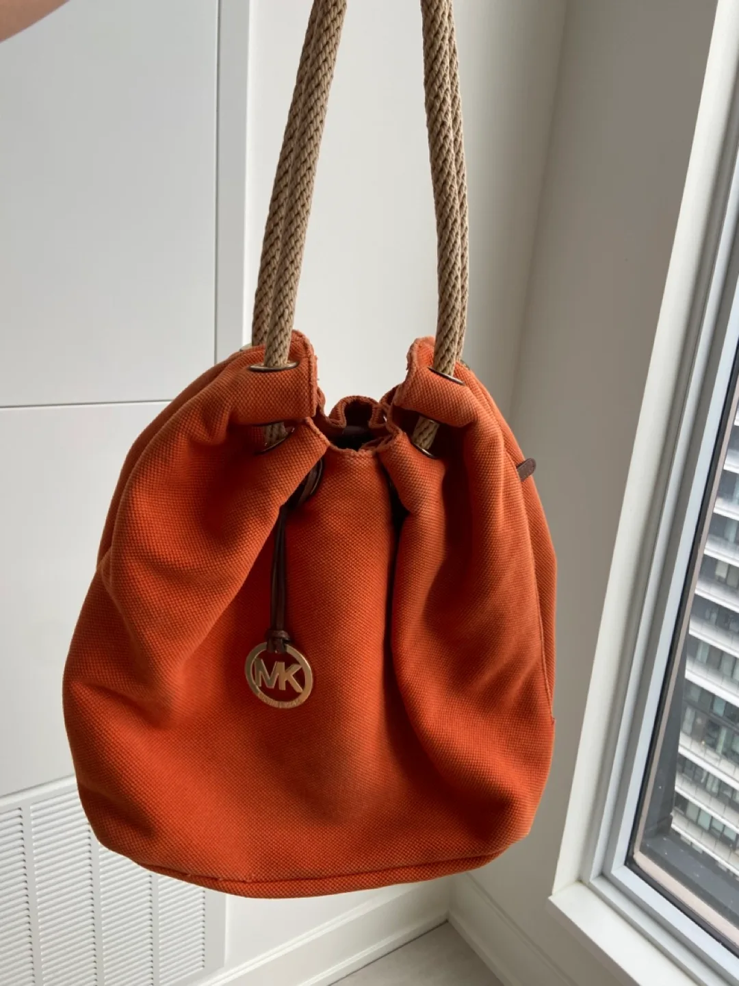 Michael Kors Orange Rope Handle Tote Bag image indicator(4)