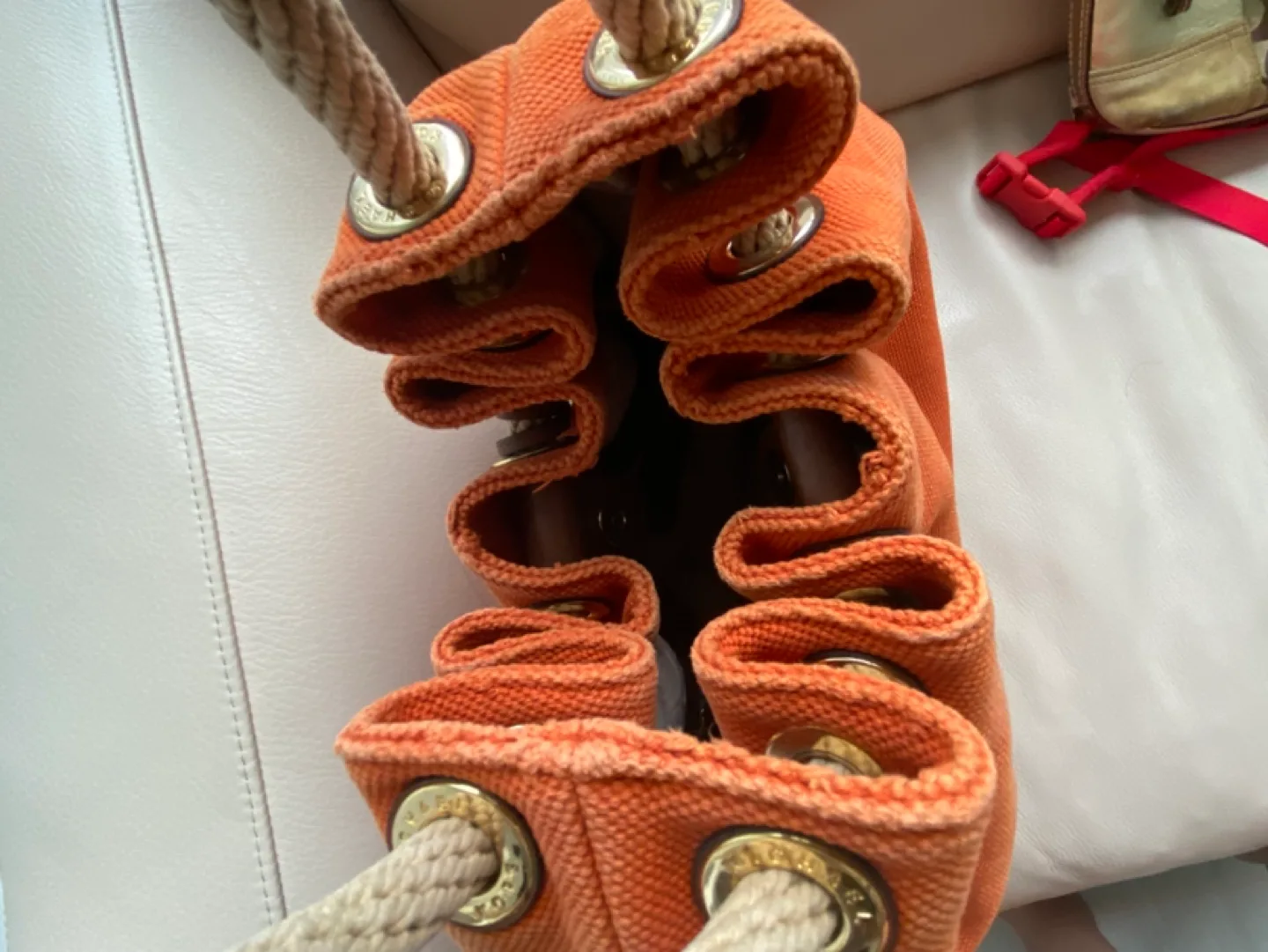 Michael Kors Orange Rope Handle Tote Bag image indicator(8)