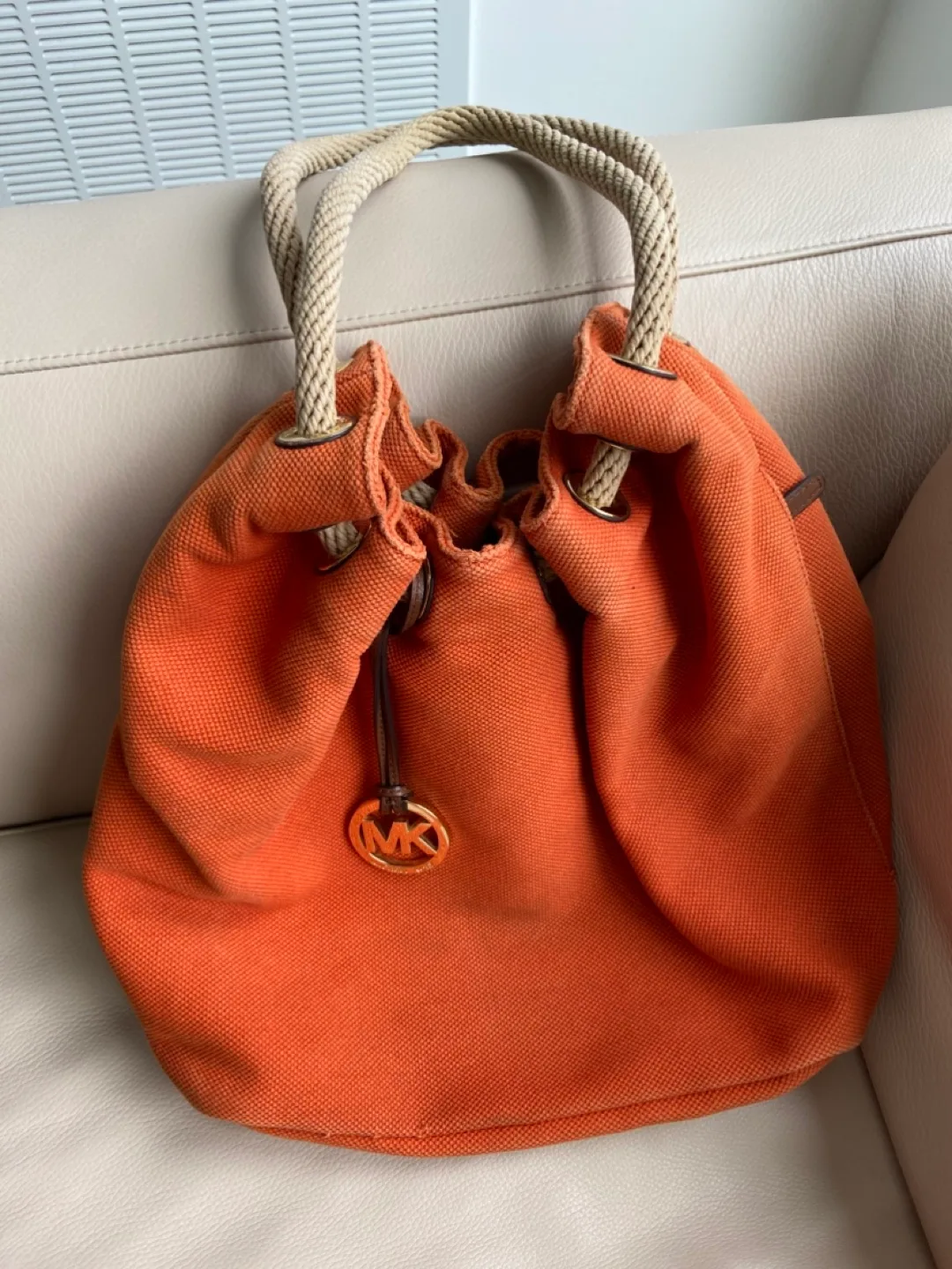 Michael Kors Orange Rope Handle Tote Bag image indicator(6)