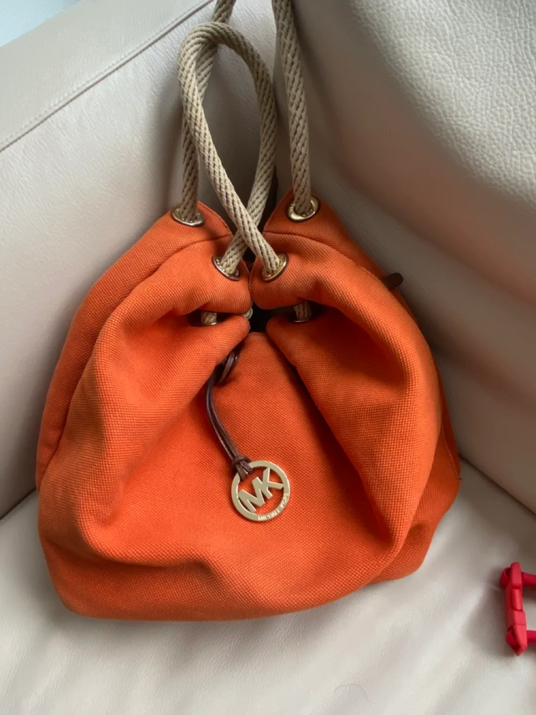 Michael Kors Orange Rope Handle Tote Bag image indicator(2)