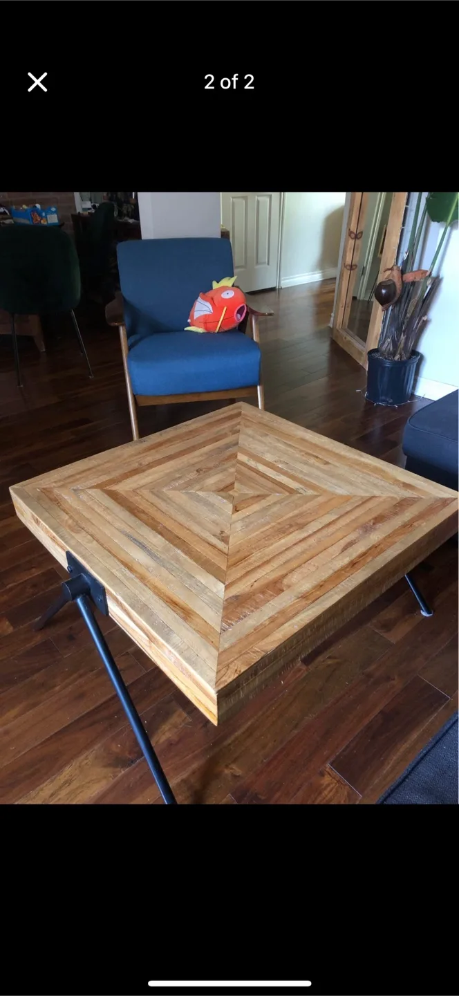 Structube teak wood Coffee Table with Metal Legs image indicator(2)