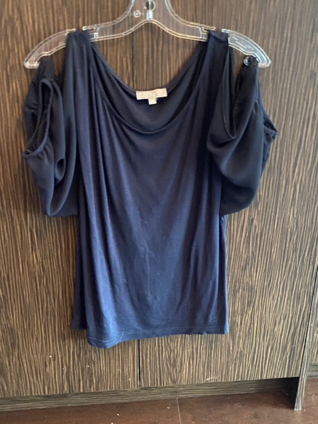 Navy Blouse with Open Shoulders Size Medium thumbnail