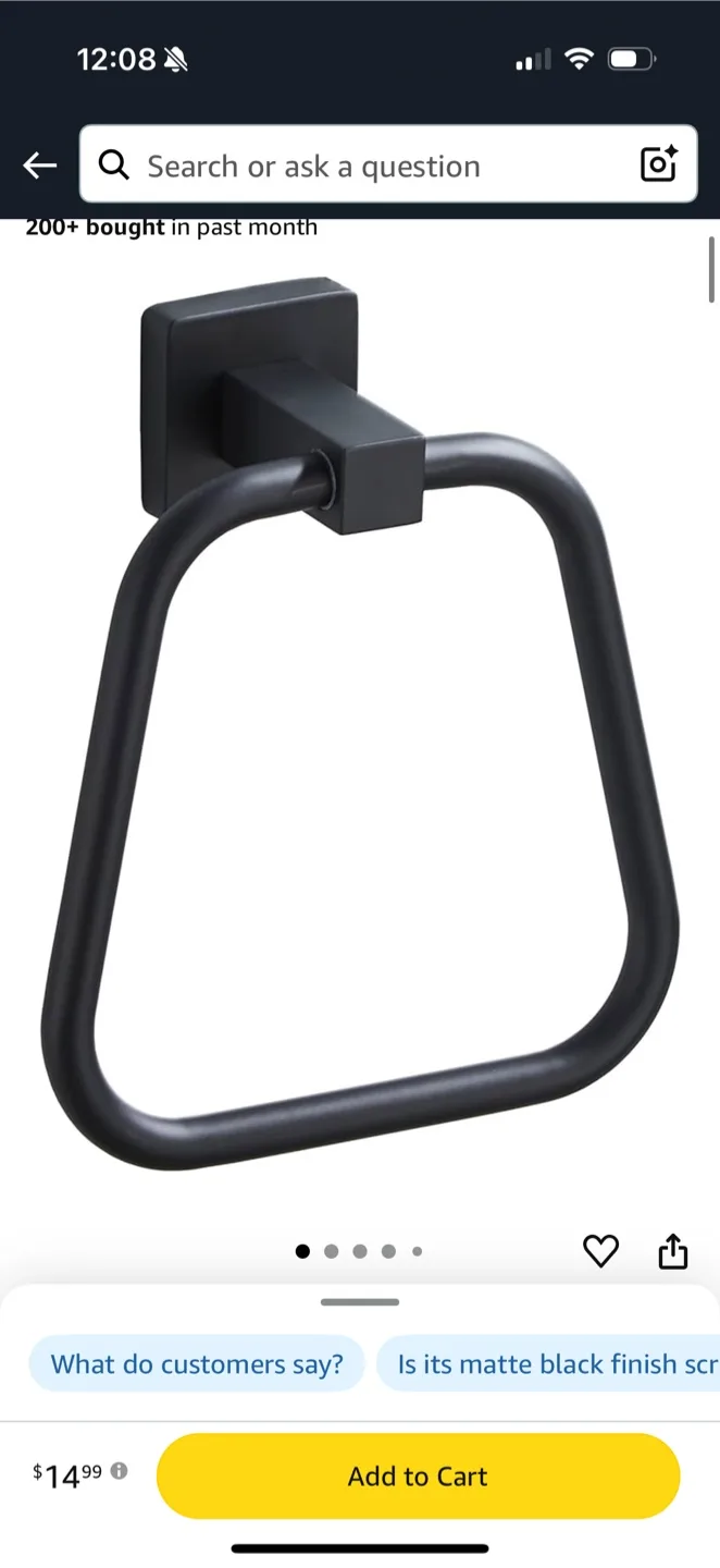 Matte Black Towel Ring image indicator(2)