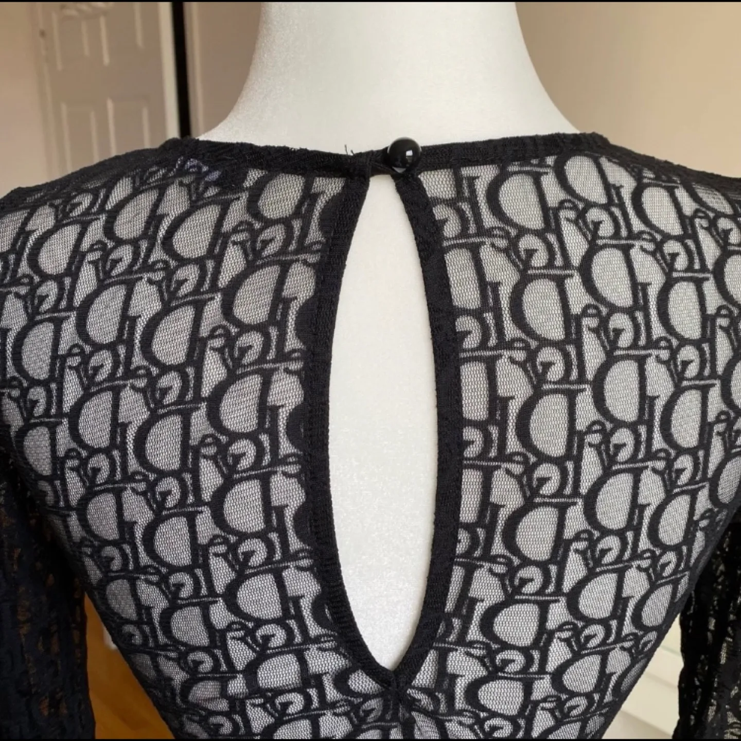 Black sheer long sleeve bodysuit image indicator(4)