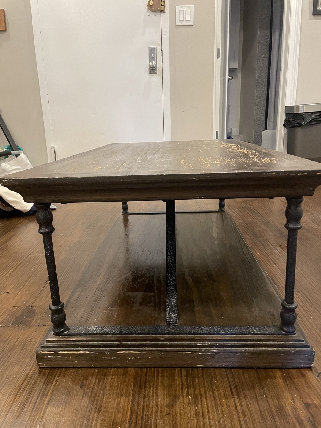 Rustic Wood Coffee Table with Lower Shelf