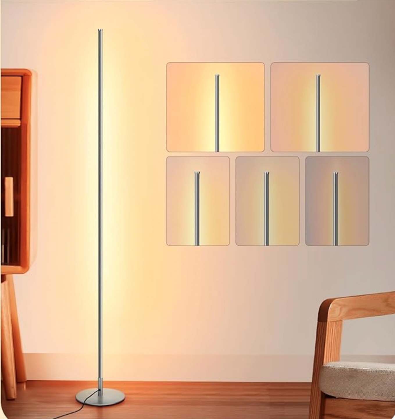 EDISHINE LED Corner Floor Lamp – Remote Control