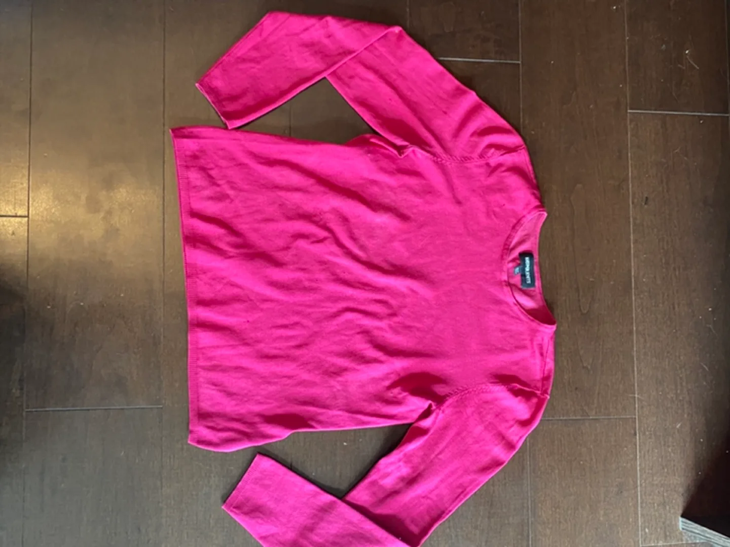 Hot Pink Silk Long Sleeve Knit Top thumbnail