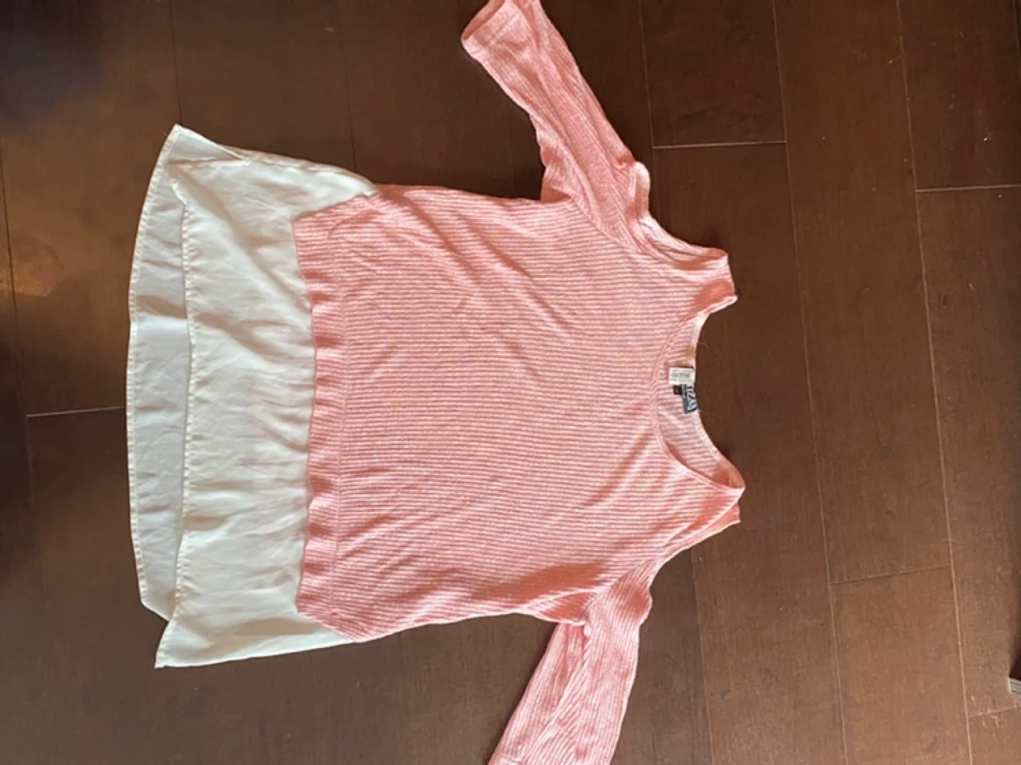 Pink and White Layered Knit Top thumbnail