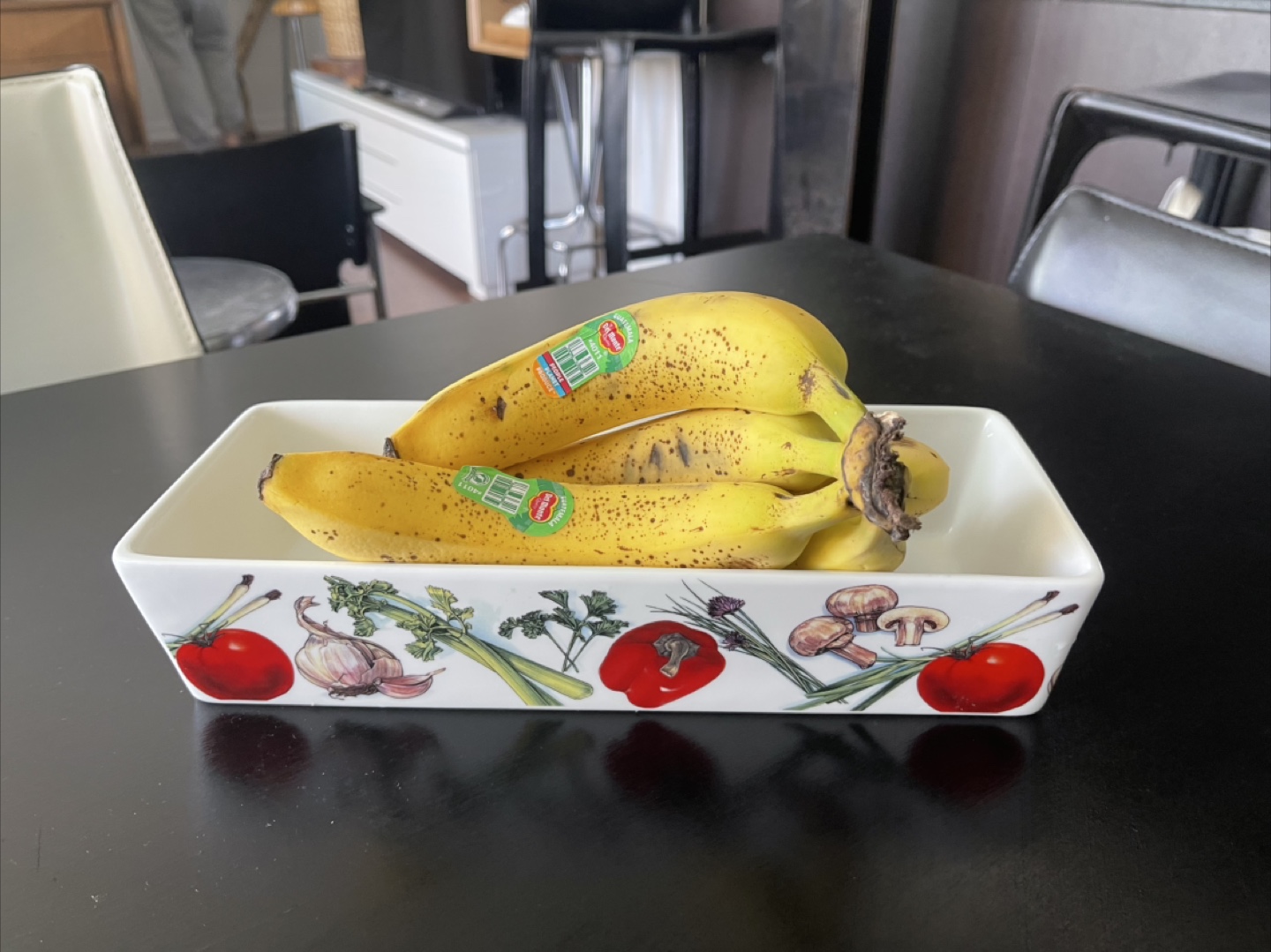 White Ceramic Vegetable Print Serving Dish - photo 2