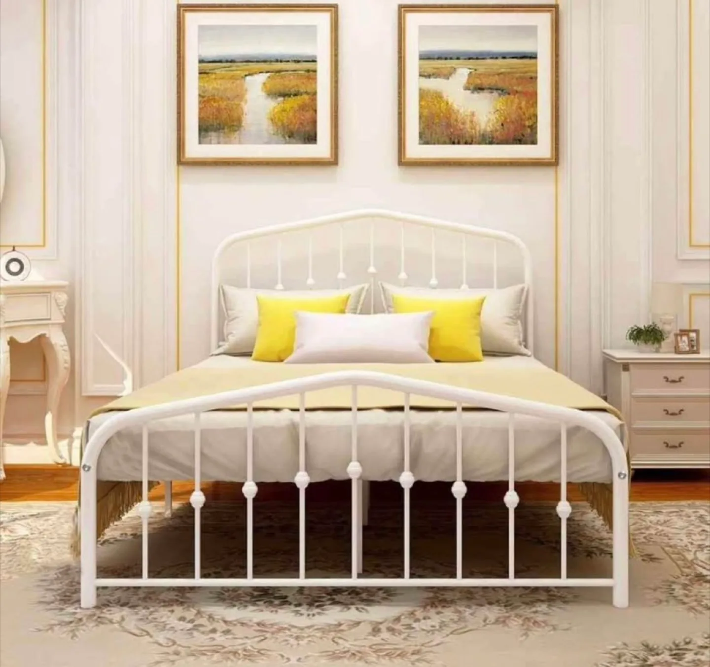 White Metal Queen Bed Frame thumbnail