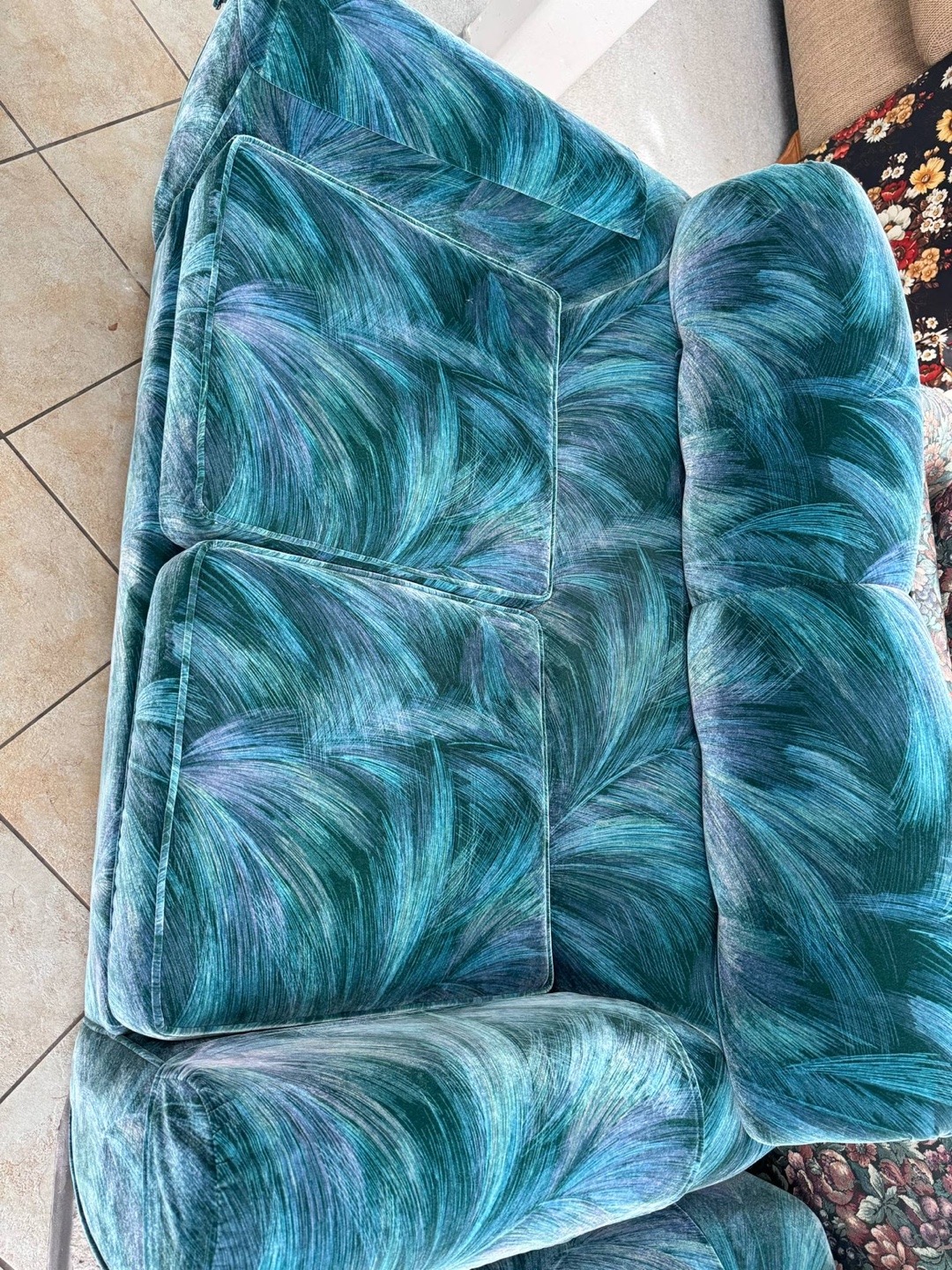 Vintage Teal Velvet Sofa and Loveseat Set - photo 4