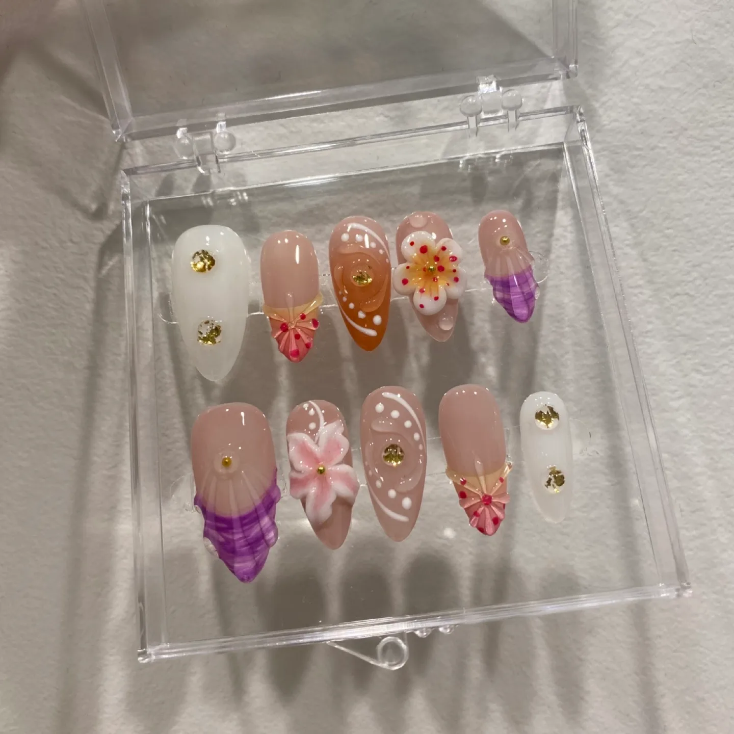 Handmade 3D Flower Press-on Nails (XS) thumbnail