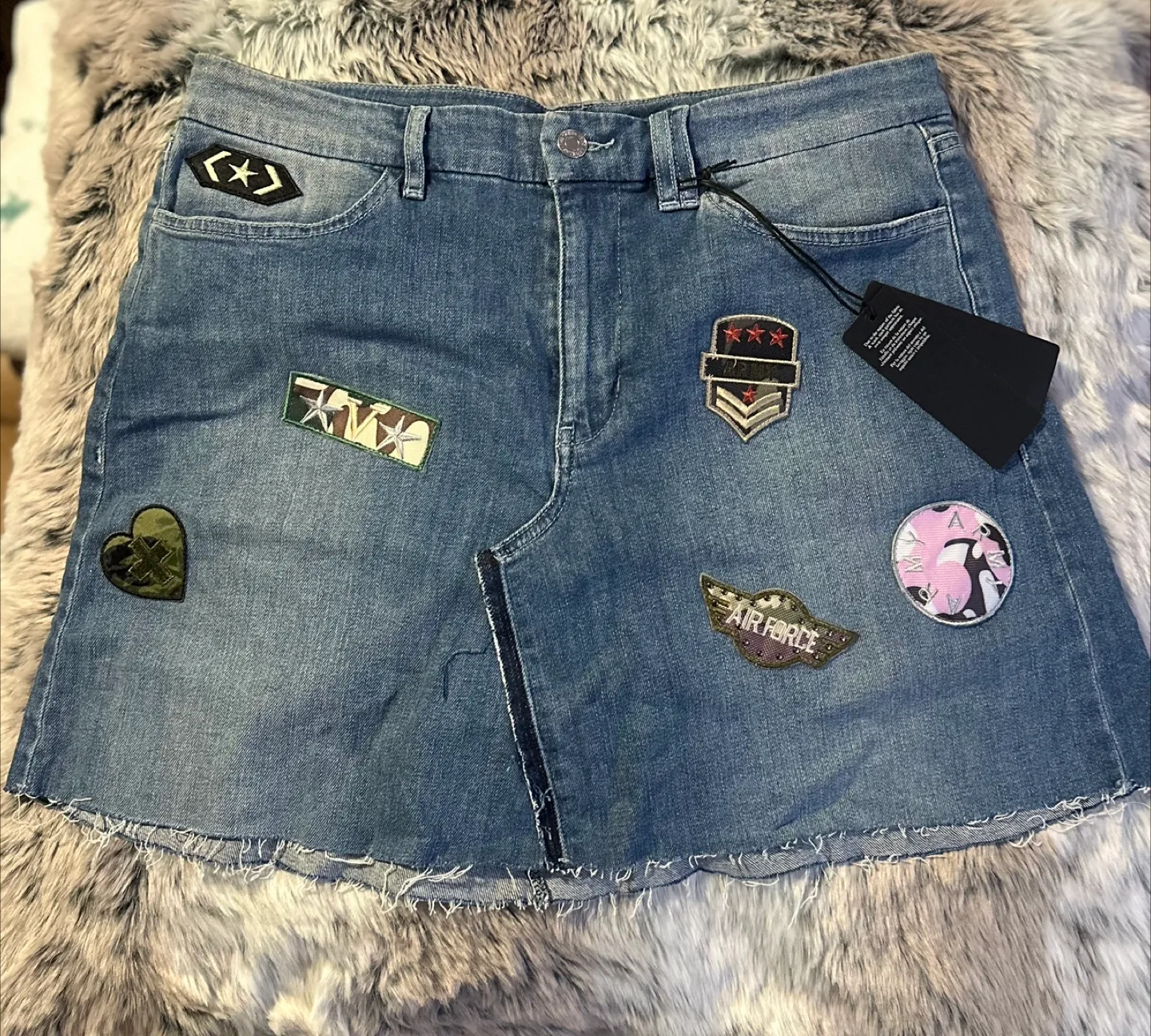 Guess Denim Mini Skirt with Patches thumbnail