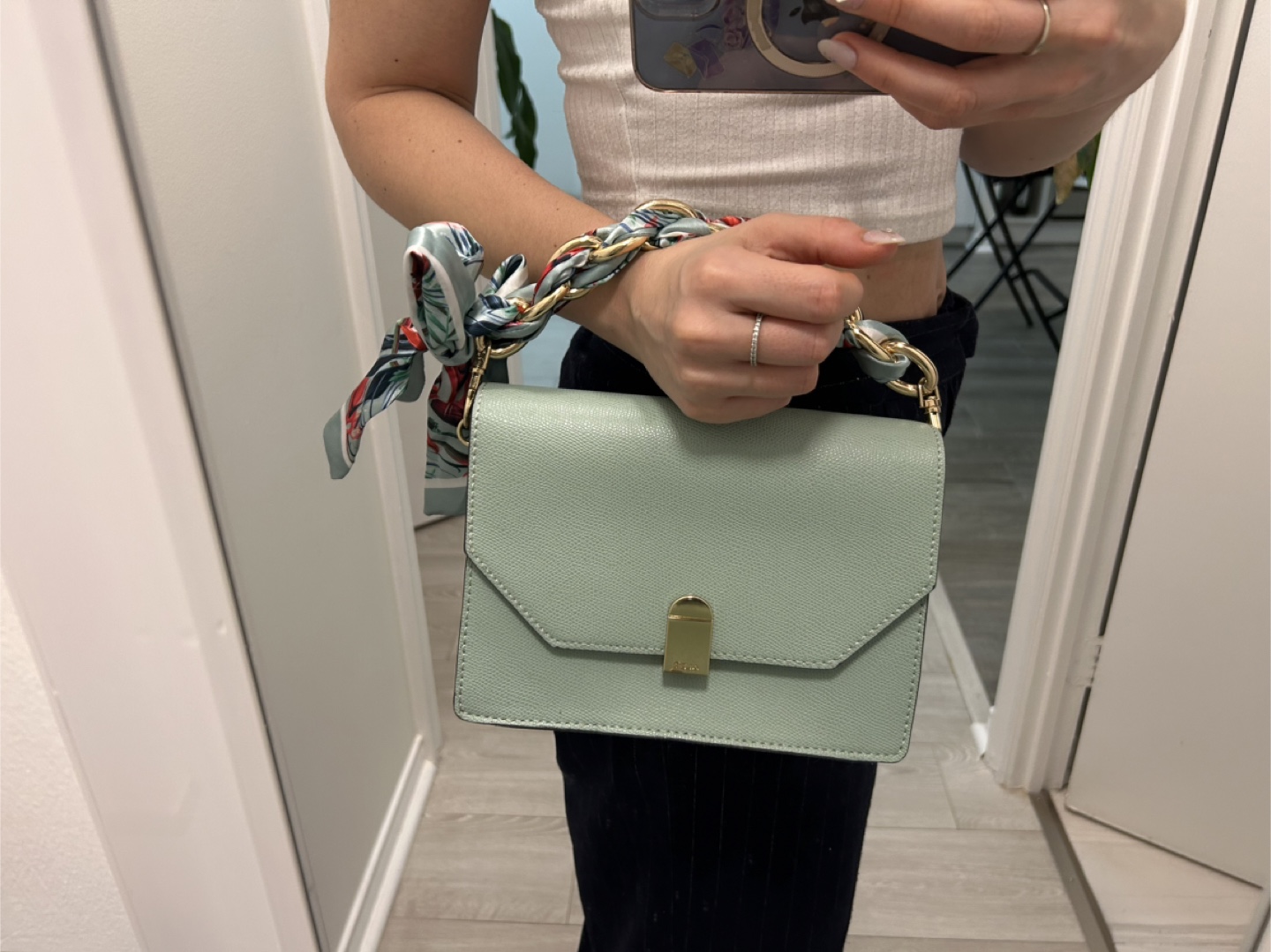 Brand New ALDO Sage Green Chain Strap Crossbody Bag - photo 3