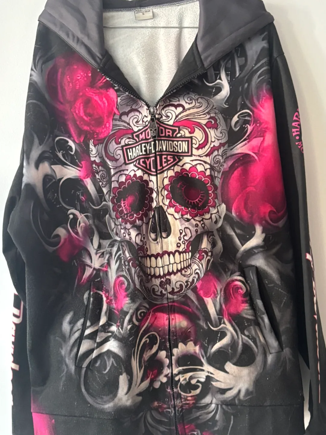 Harley-Davidson Women's Zip-Up Hoodie - Sugar Skull Design thumbnail