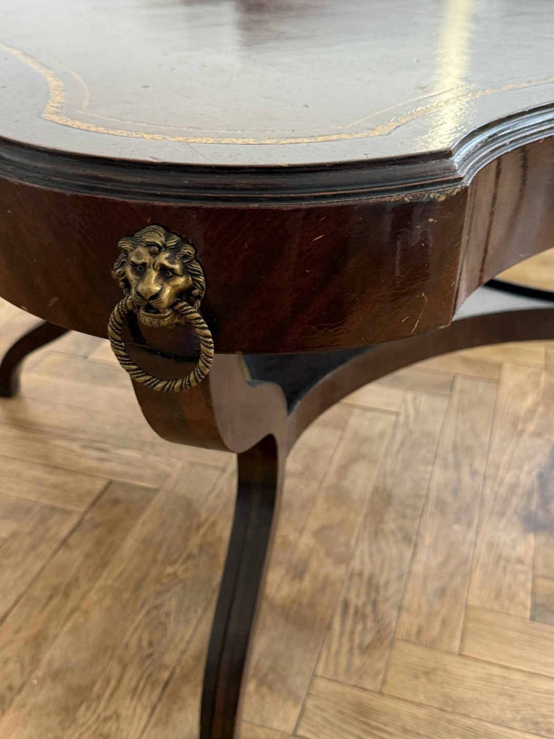 Vintage Square Wooden Side Table with Leather Top - photo 3
