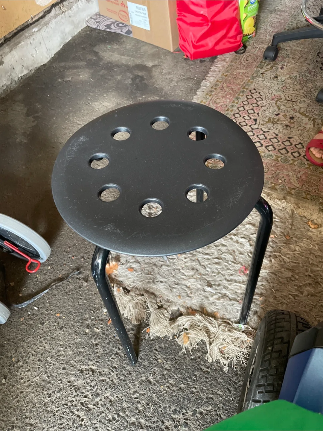 Black Plastic Stool with Metal Legs thumbnail