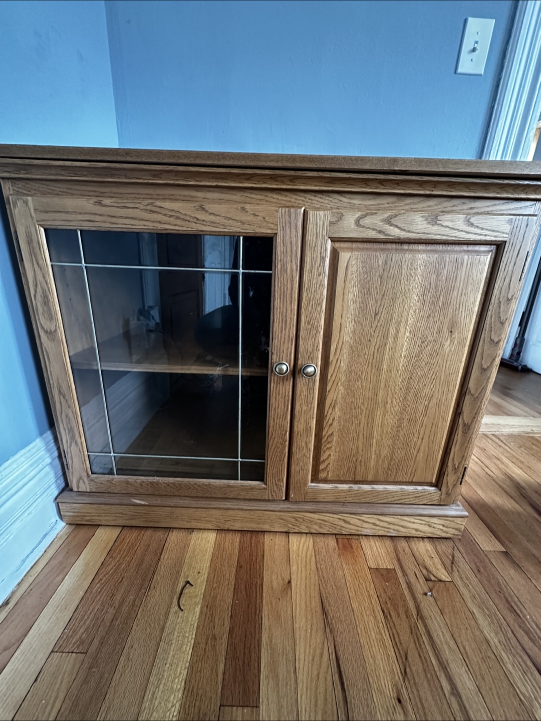 Oak Wood Vintage Media Cabinet