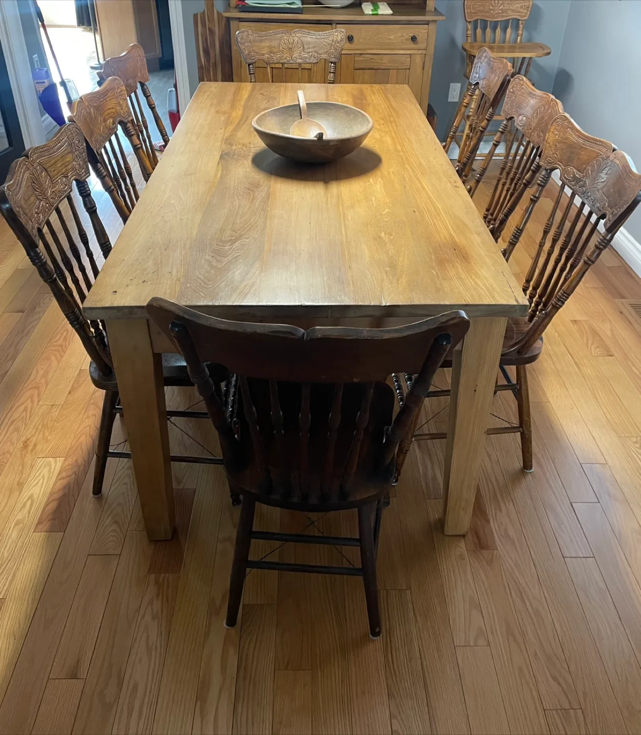 Set of 12 Matching Antique Pressback Chairs thumbnail