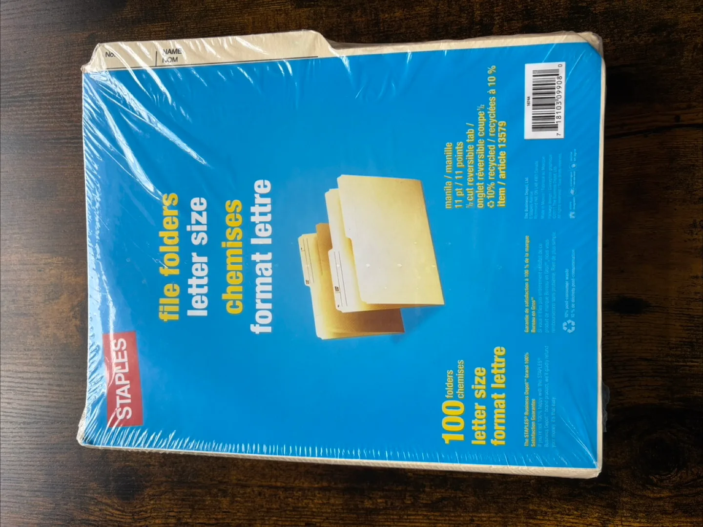 100 Staples Letter Size File Folders thumbnail