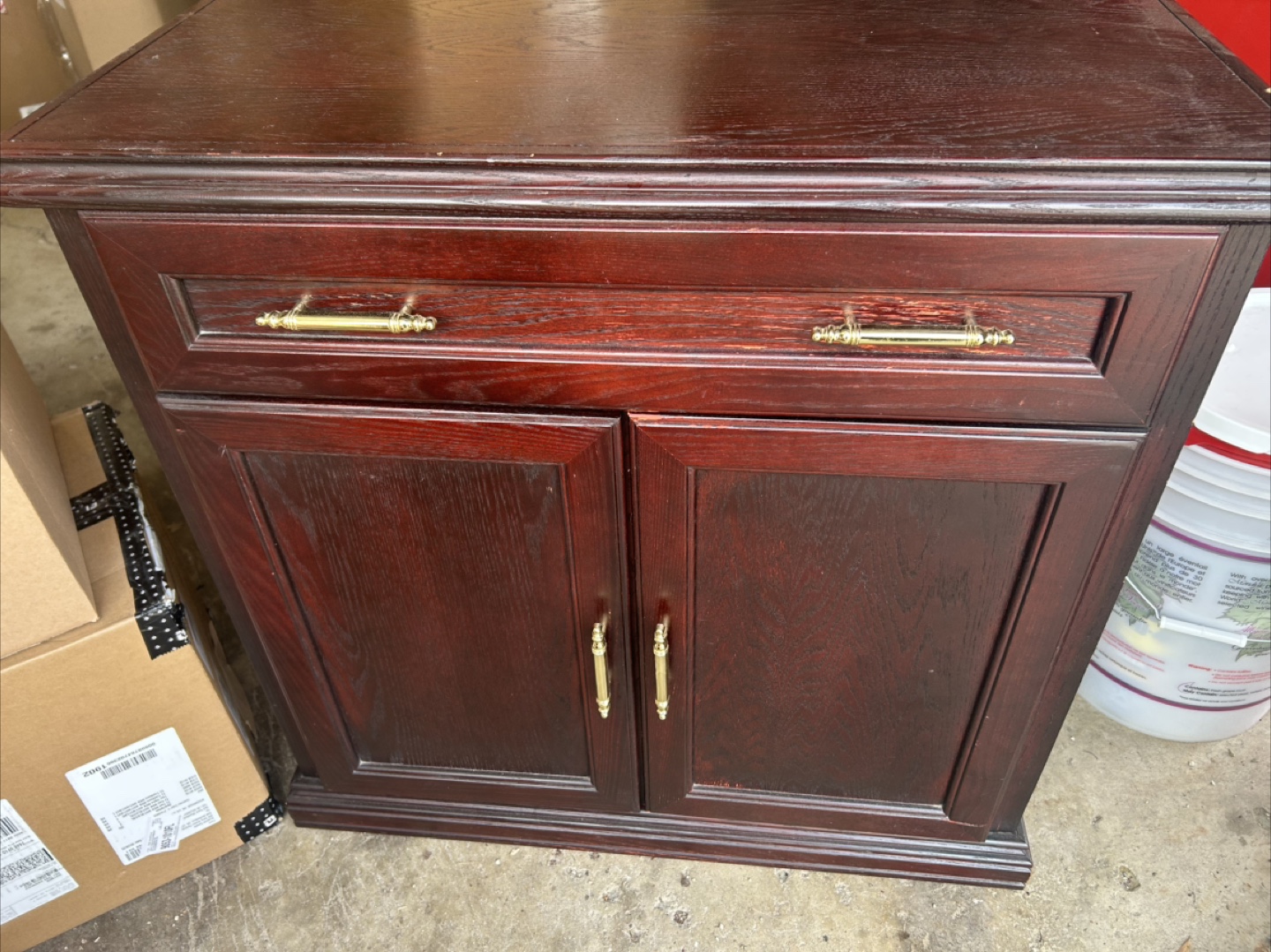 Dark Wood Cabinet with One Drawer and Two Doors - photo 4