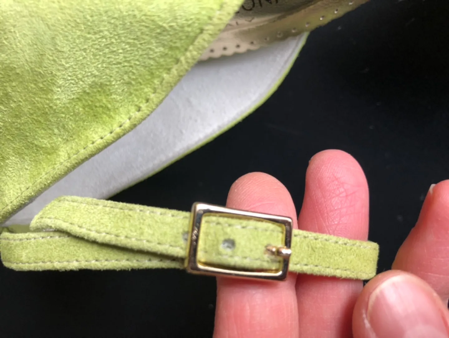 Napoleoni 🇮🇹 Green Suede Ankle Strap Heels Sz 39 image indicator(5)