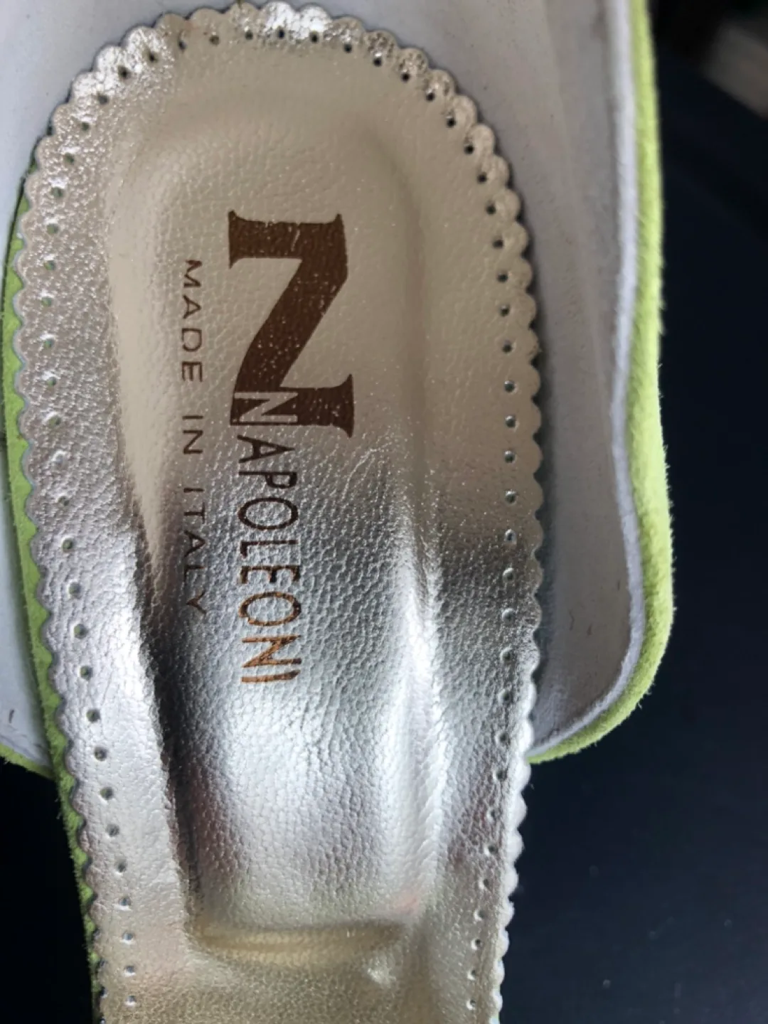 Napoleoni 🇮🇹 Green Suede Ankle Strap Heels Sz 39 image indicator(6)