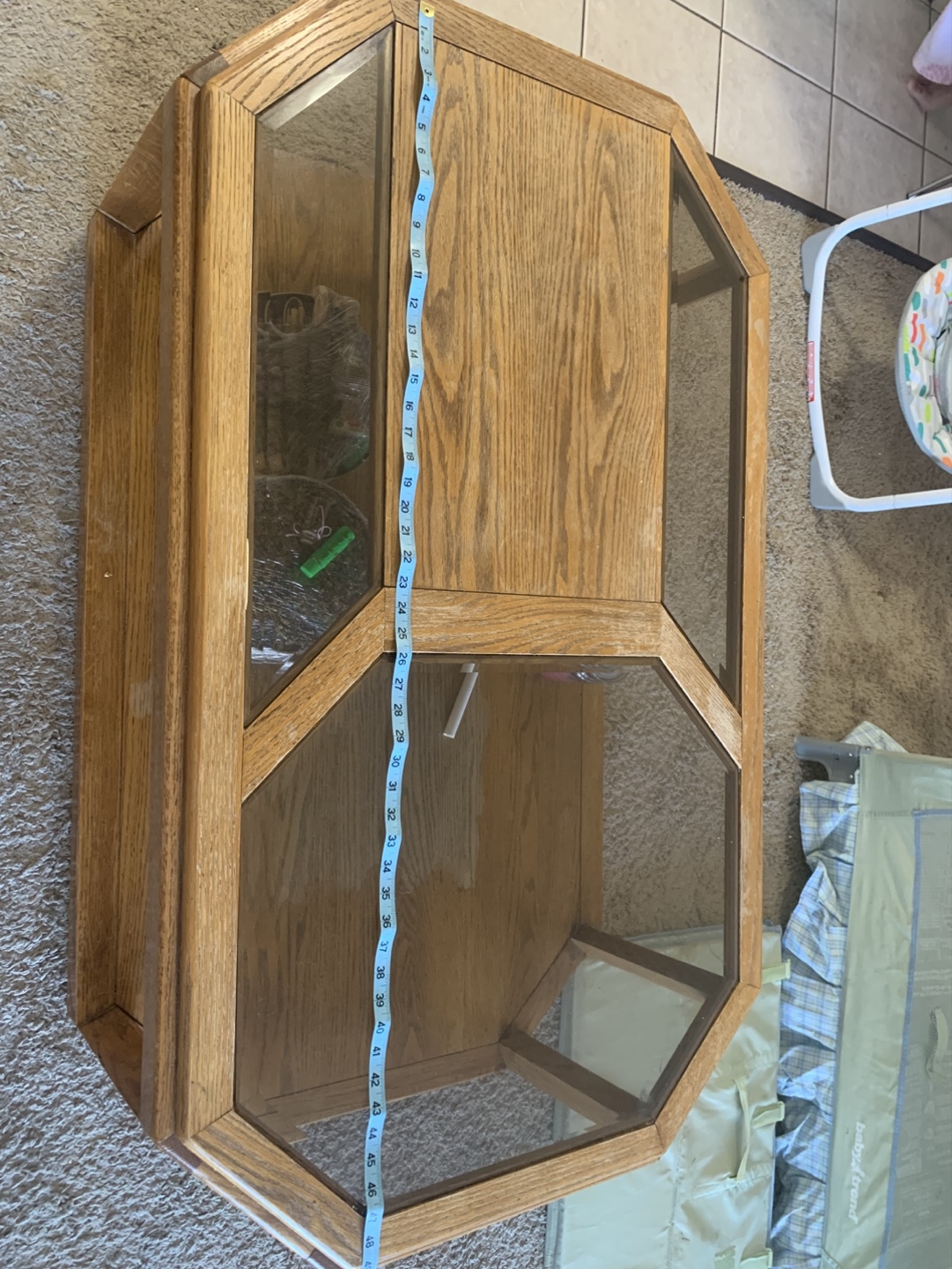 Octagon Shaped Coffee Table with Glass Top - photo 5