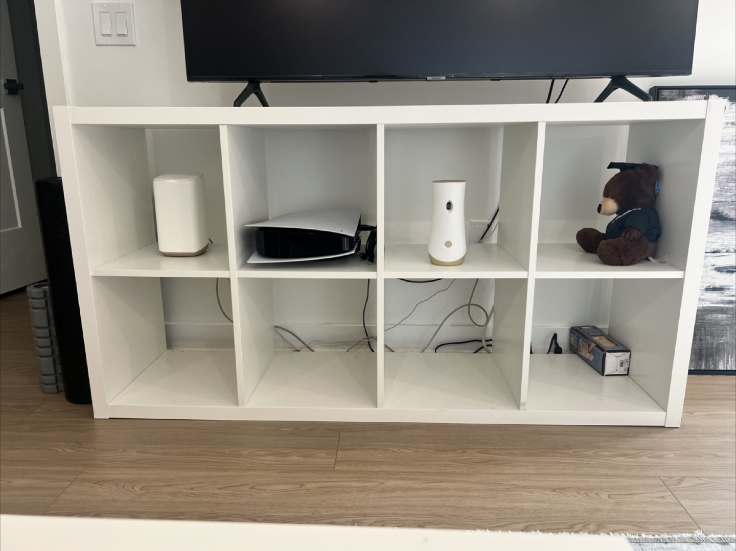 White IKEA Kallax 8 Cube Shelving Unit