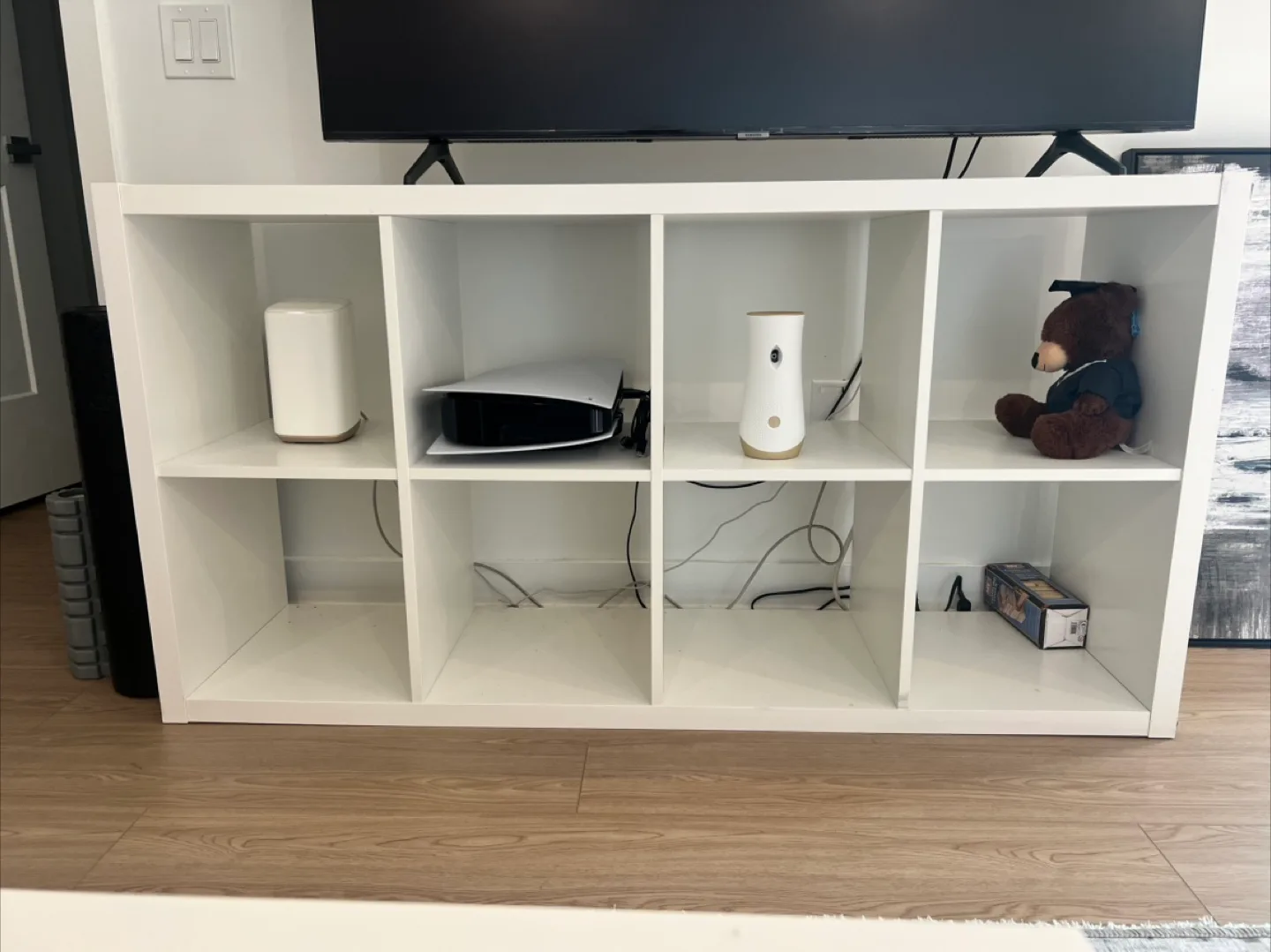 White IKEA Kallax 8 Cube Shelving Unit thumbnail