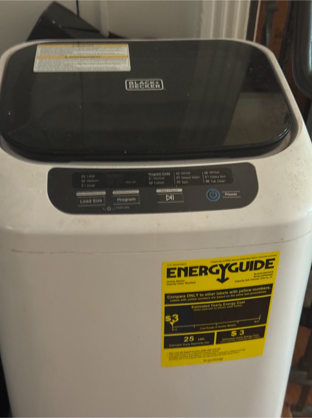 Black and Decker portable washing machine