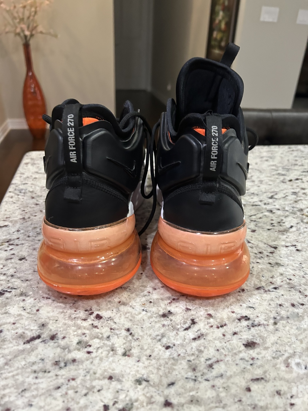 Nike Air Force 270 Black and Orange Sneakers