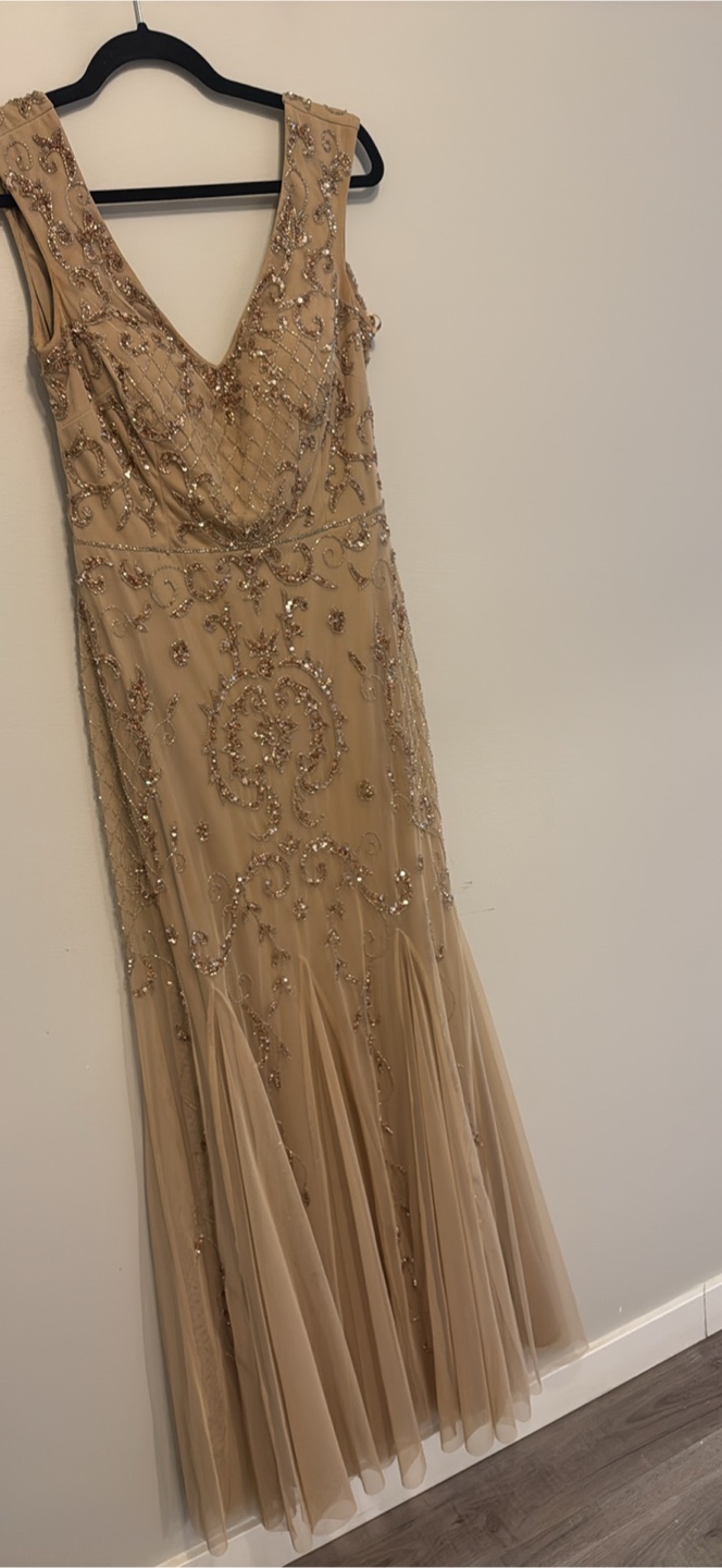 Champagne Beaded Maxi Dress