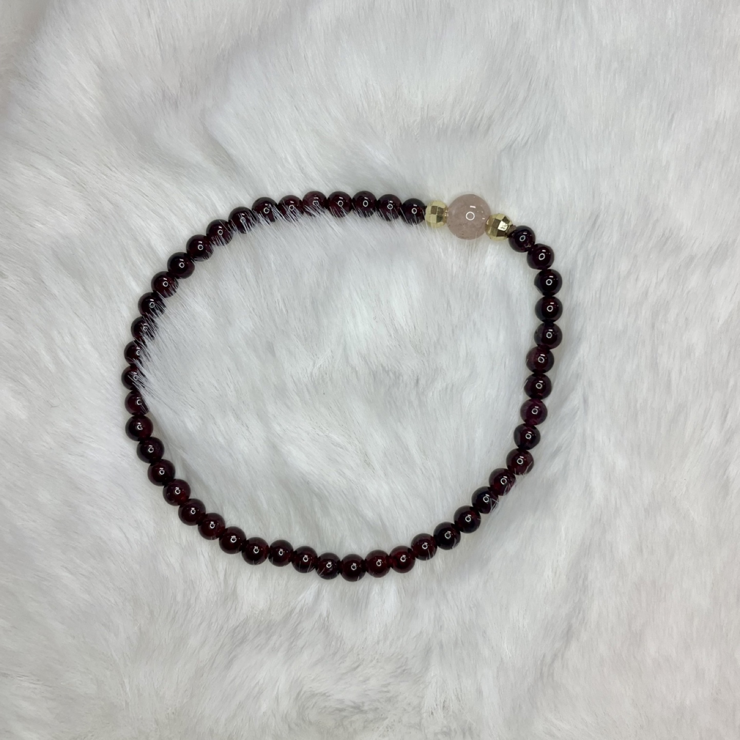 Red Garnet and Rose Quartz Beaded Bracelet - photo 2