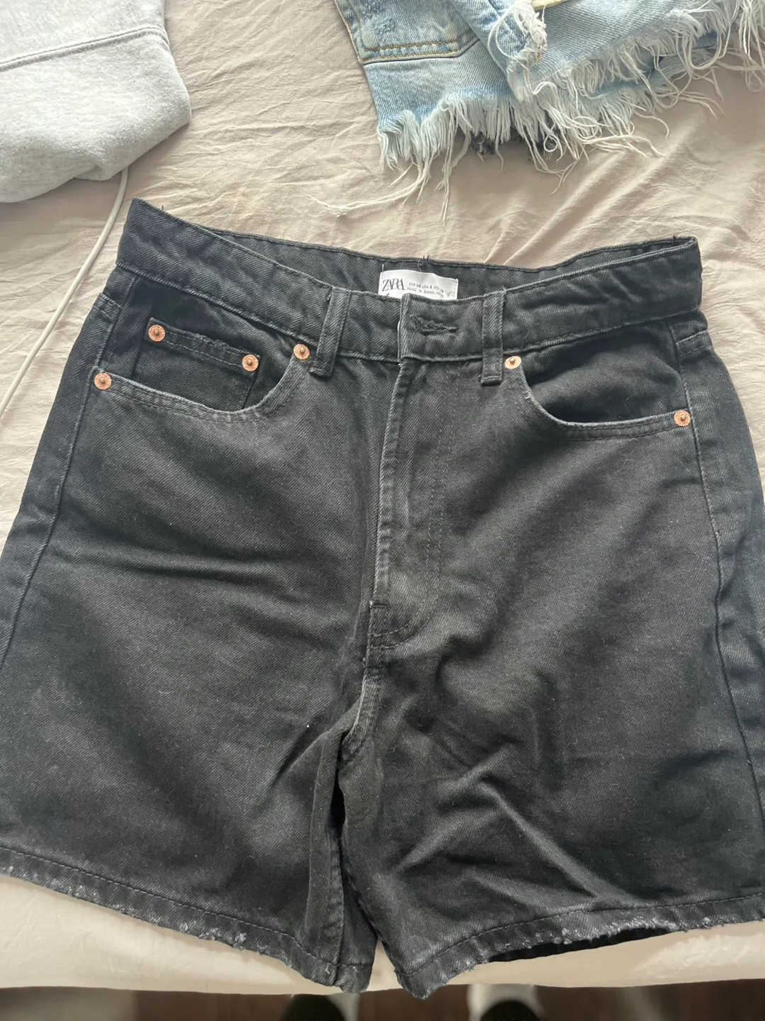 Zara Black Denim Shorts image indicator(2)