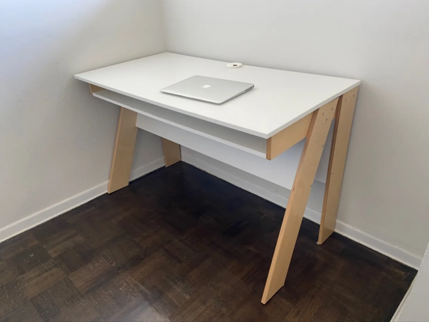 Beautiful white and birch desk thumbnail