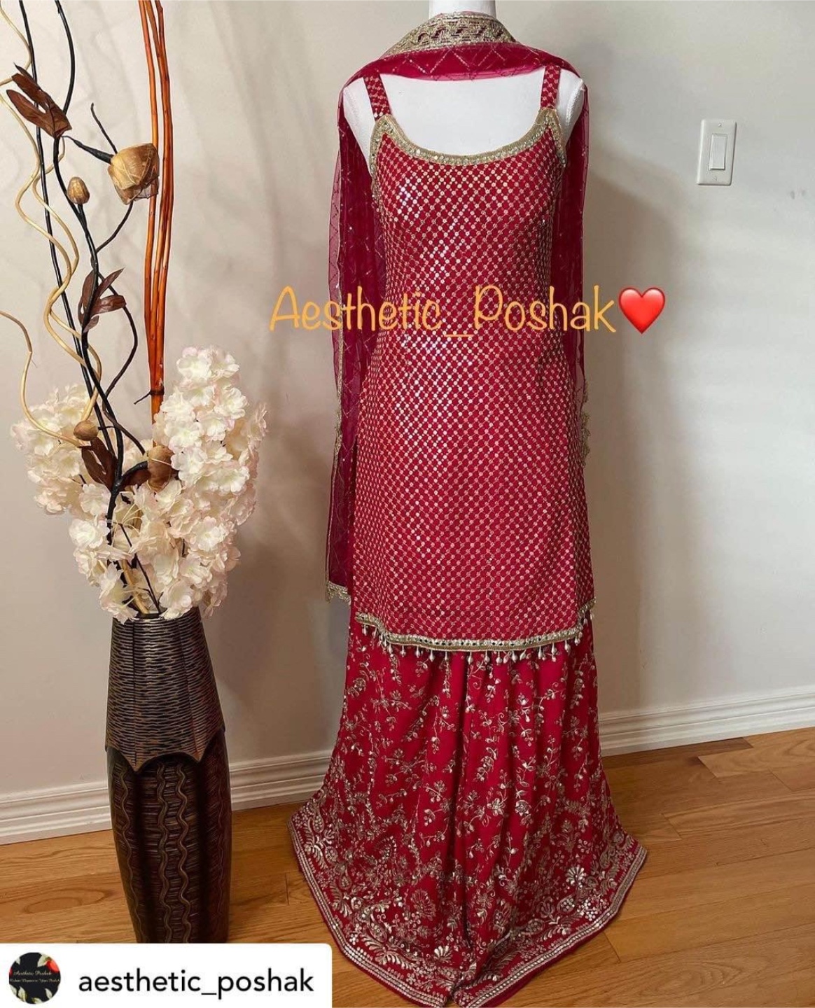 Gorgeous Gold Embroidered sharara suit