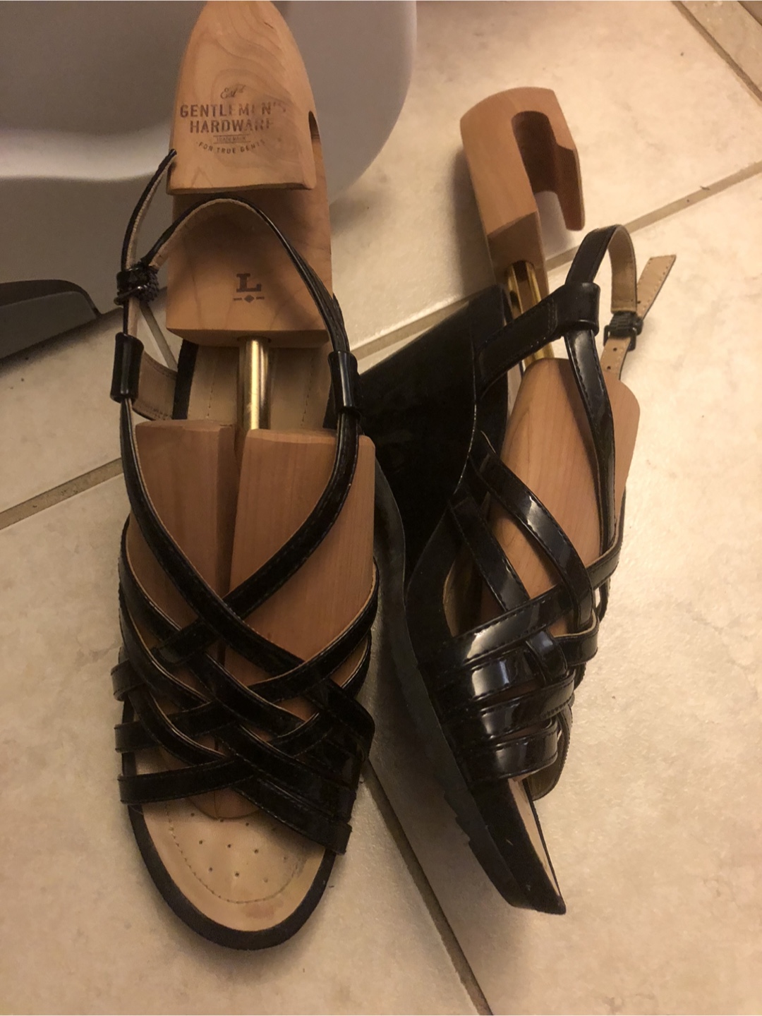 Geox Women's Black Leather Wedge Sandals - photo 2