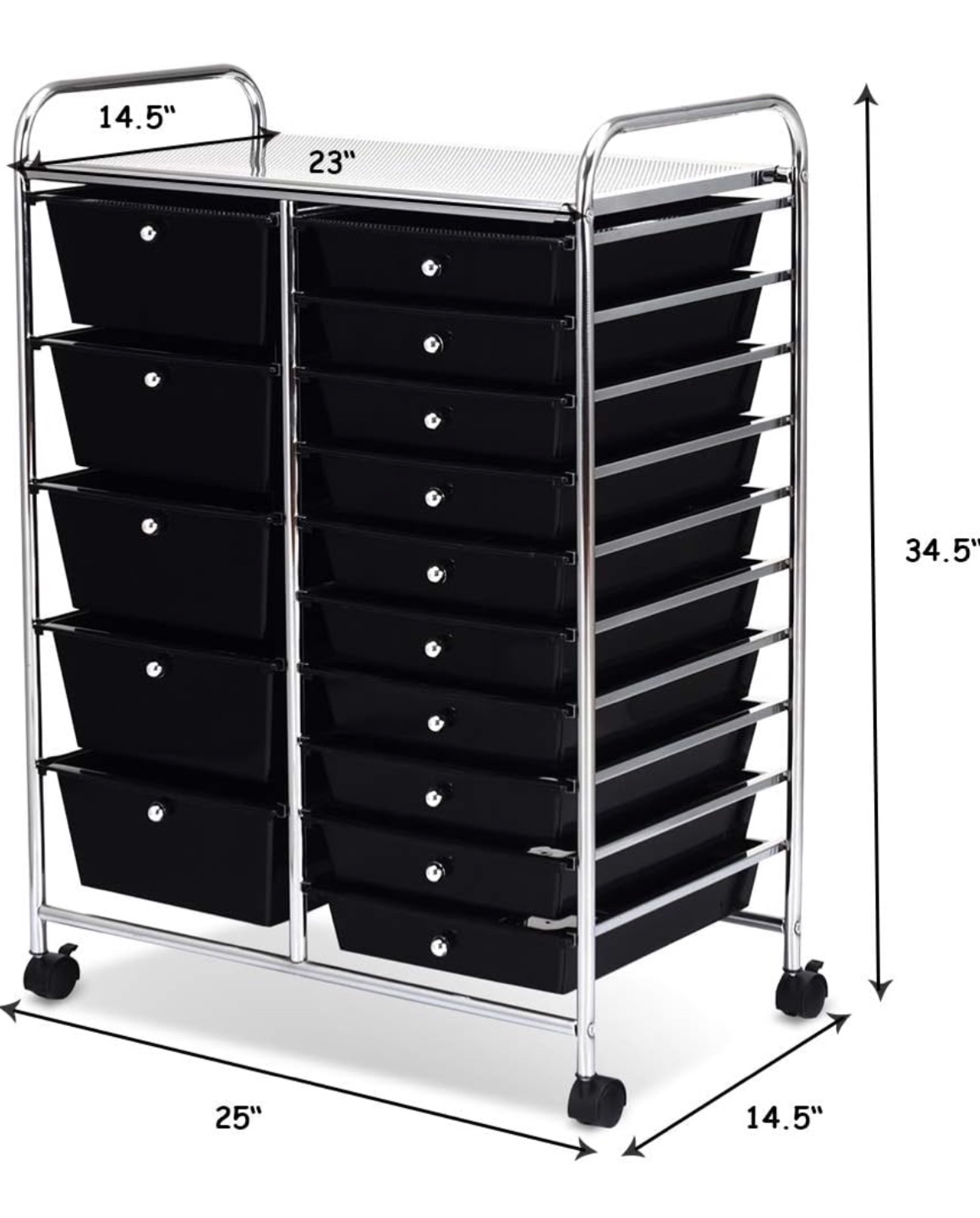 12-Drawer Rolling Cart Organizer - Black & Chrome - photo 3