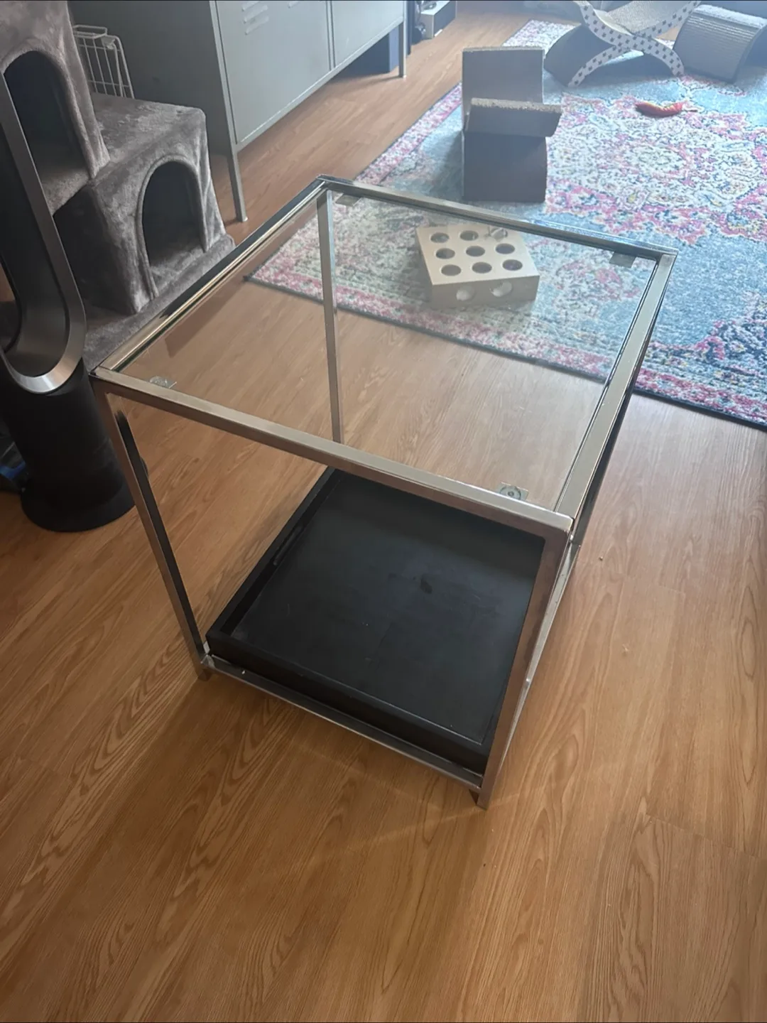Glass and Metal Side Table with Tray 🧡 thumbnail