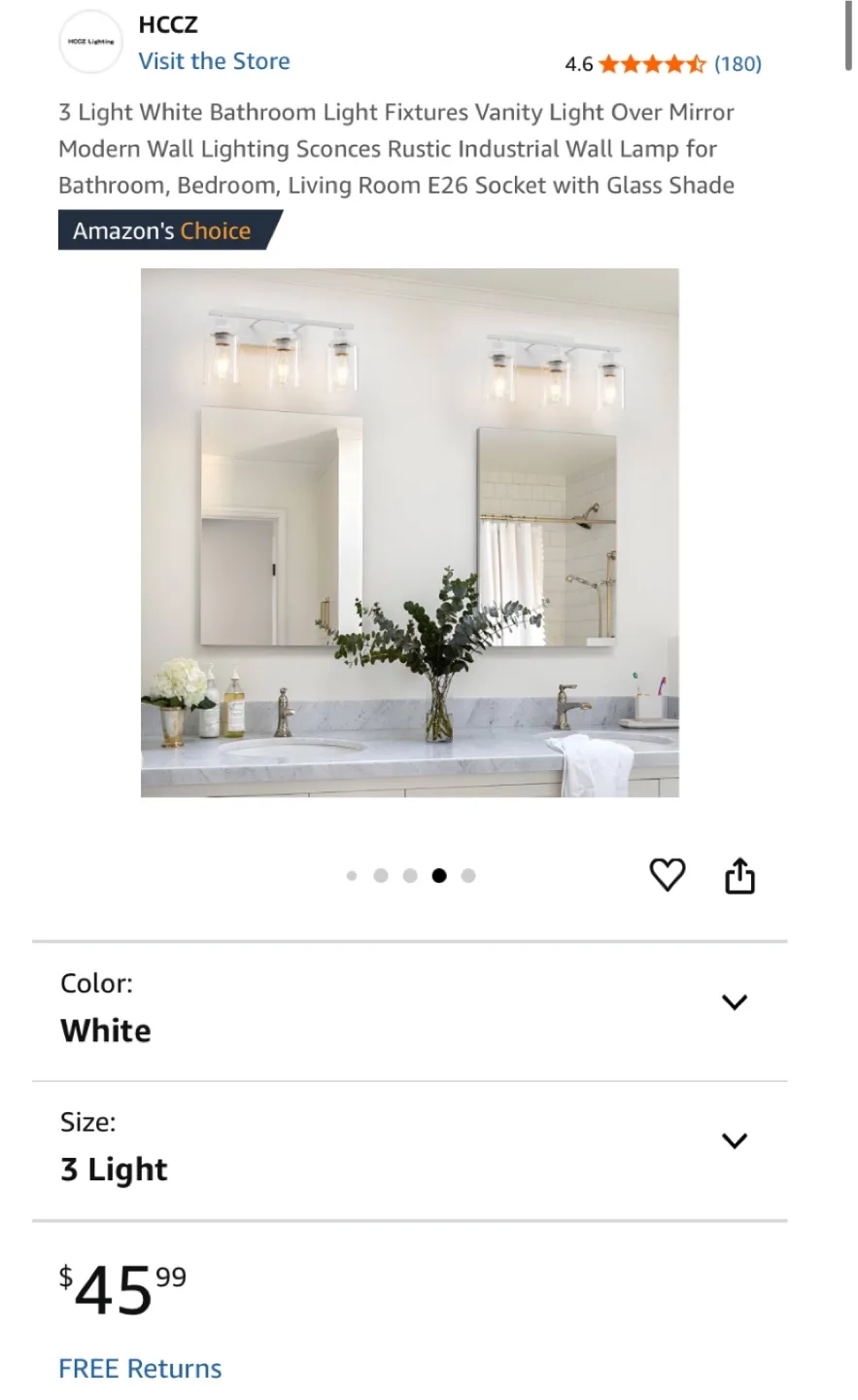 3-Light White Bathroom Vanity Light Fixture image indicator(4)