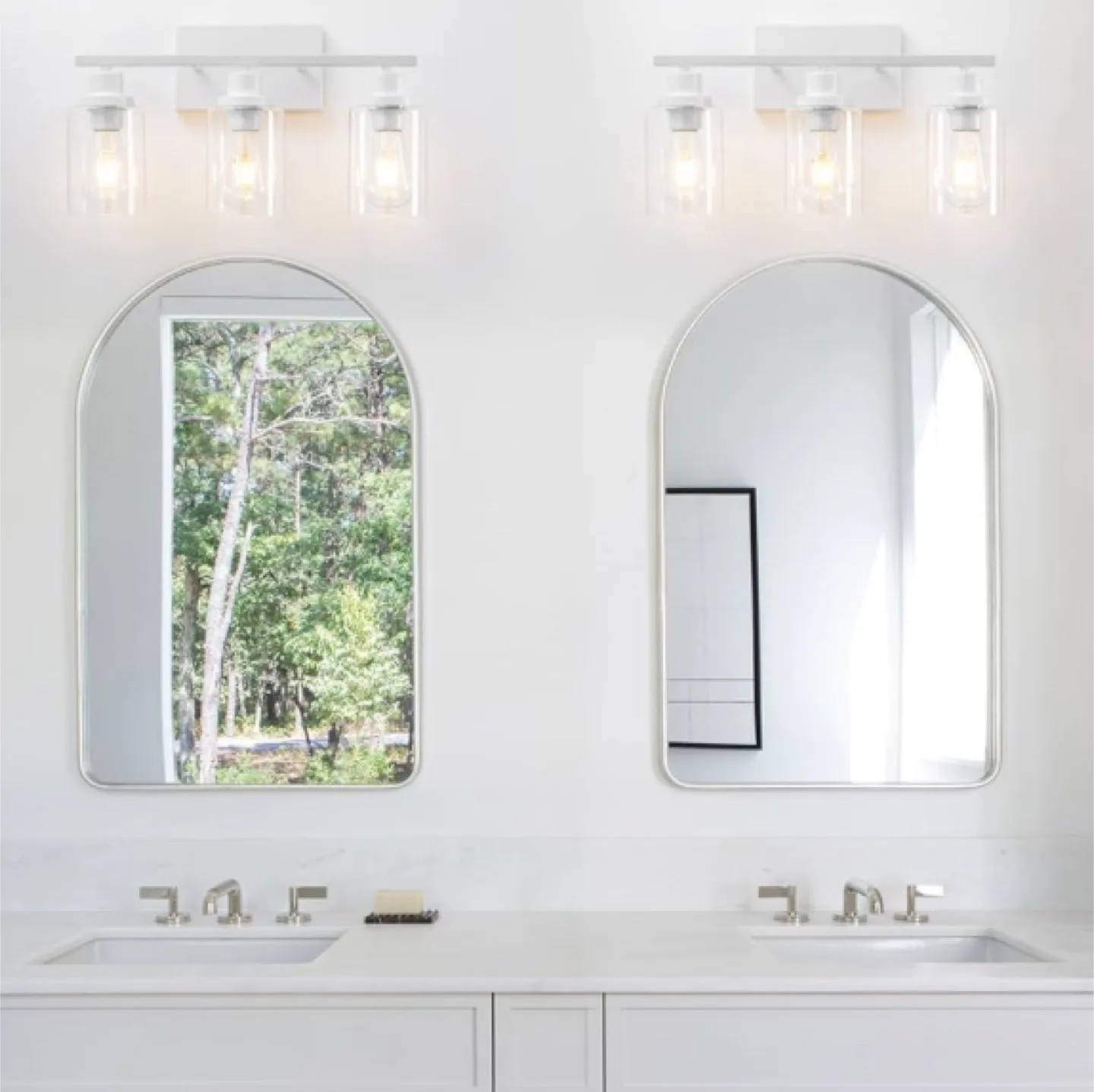 3-Light White Bathroom Vanity Light Fixture image indicator(2)