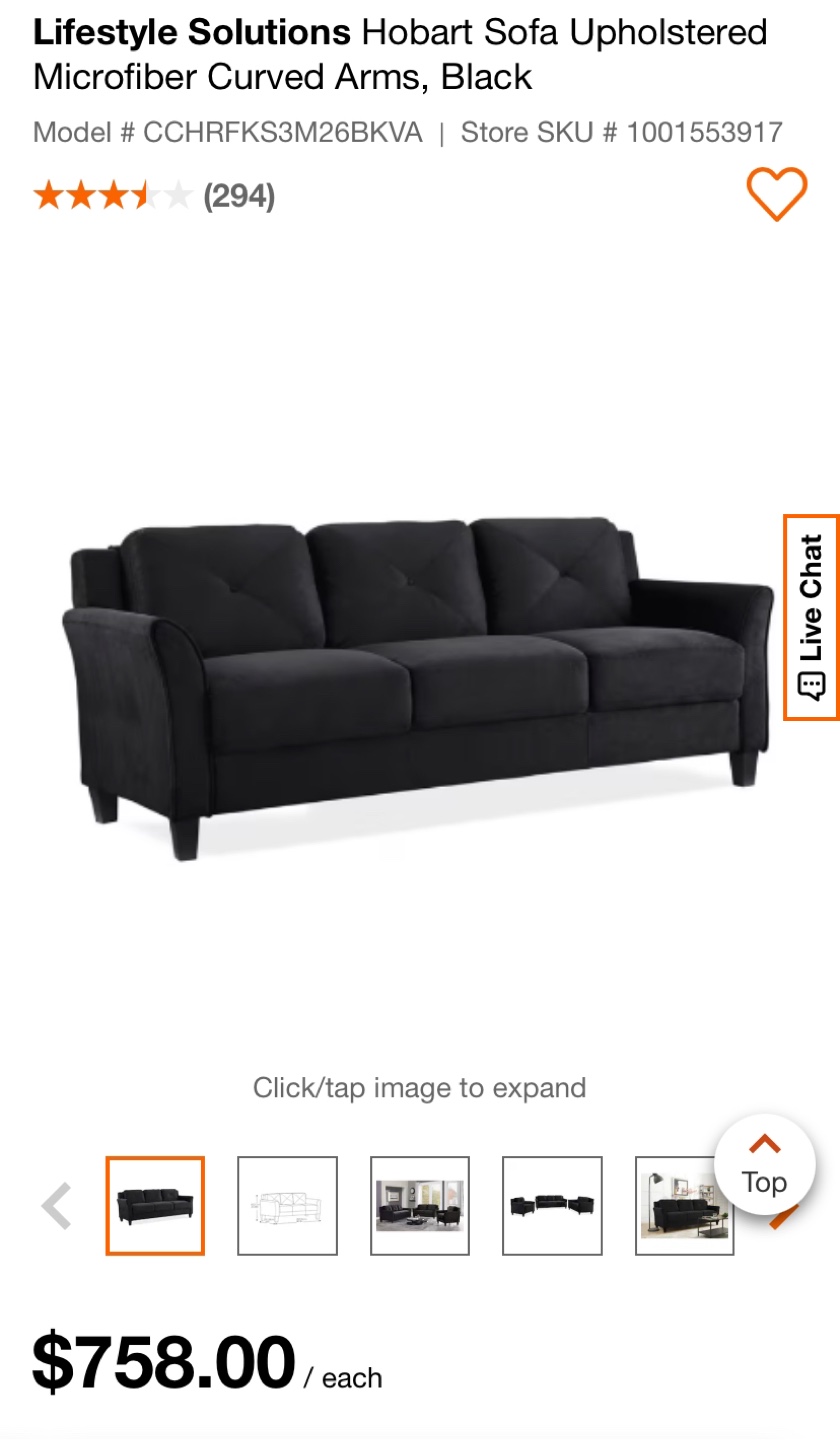 Lifestyle Solution Hobart Black Sofa (CAN DELIVER) - photo 2