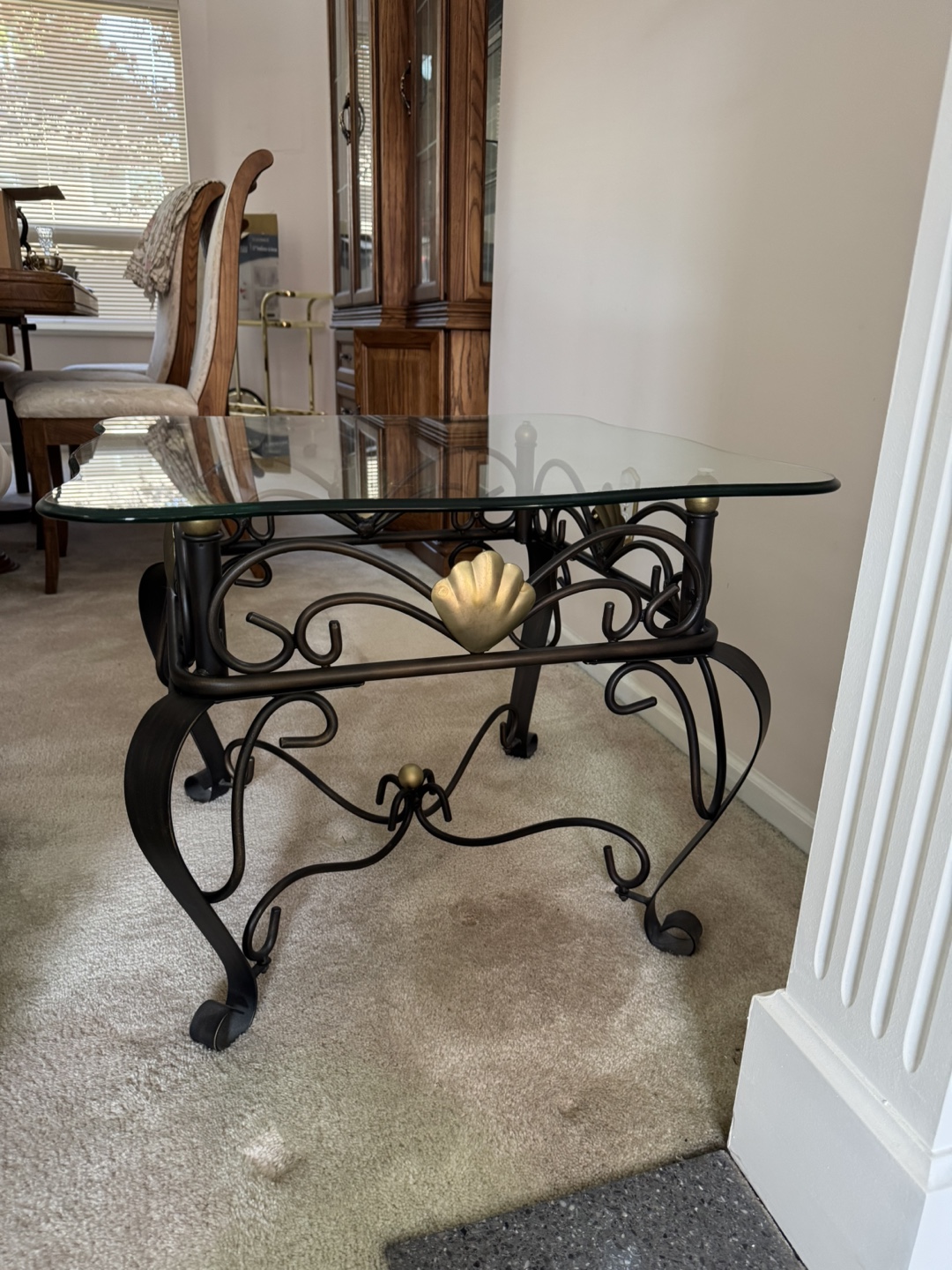 Set of 4 Wrought Iron & Glass Tables with Lamps - photo 3