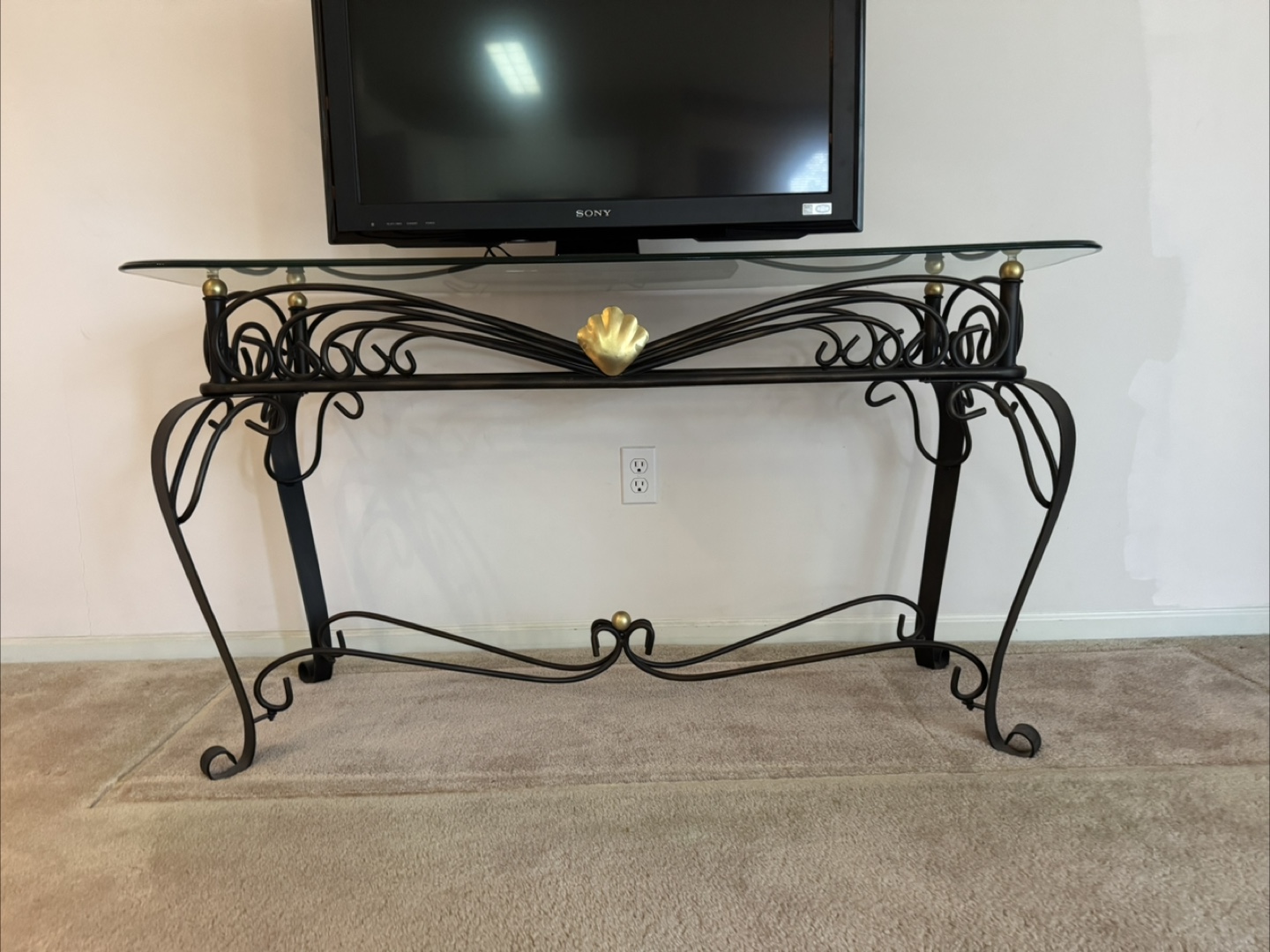 Set of 4 Wrought Iron & Glass Tables with Lamps