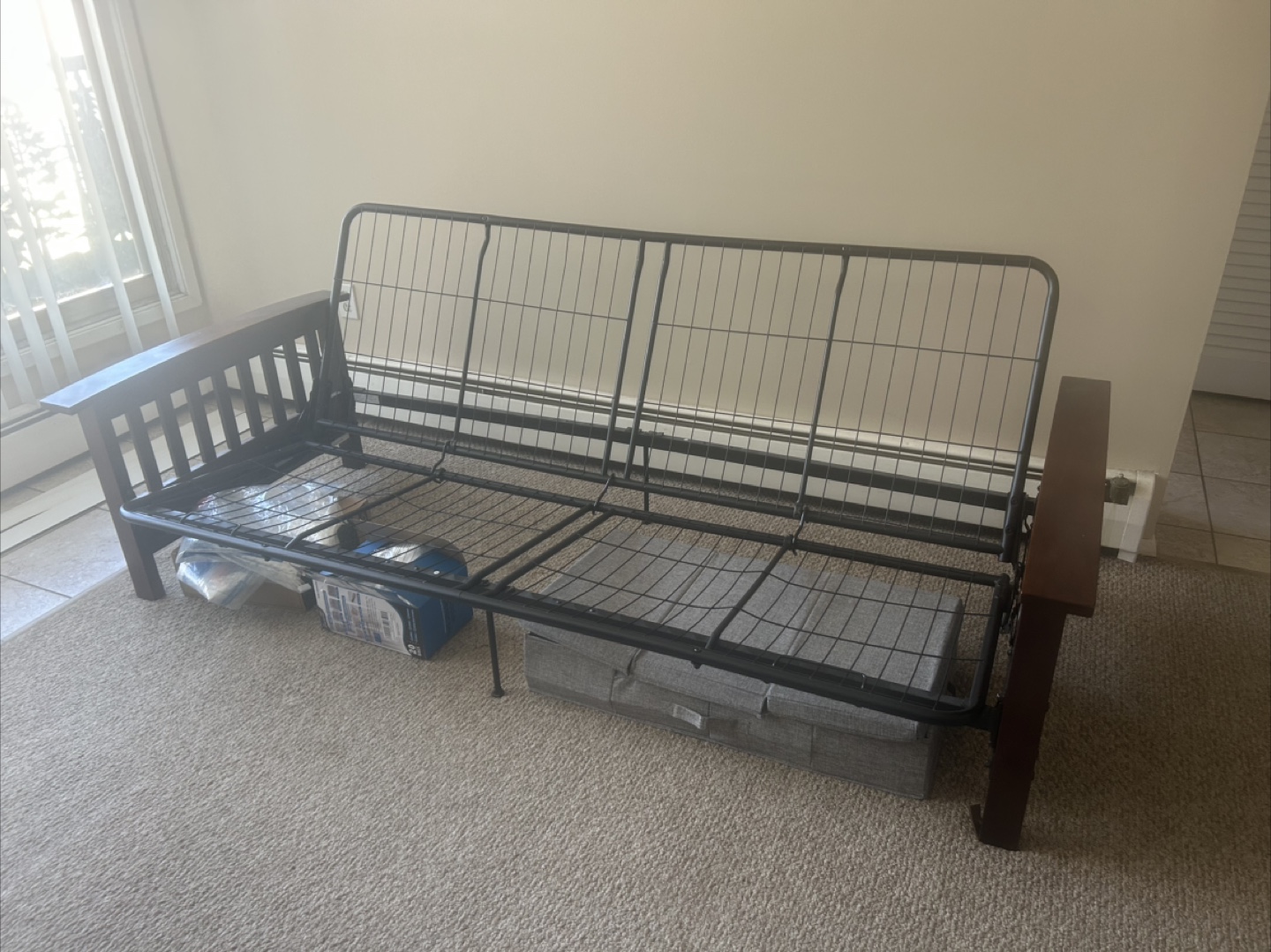 Futon Frame with Wooden Arms