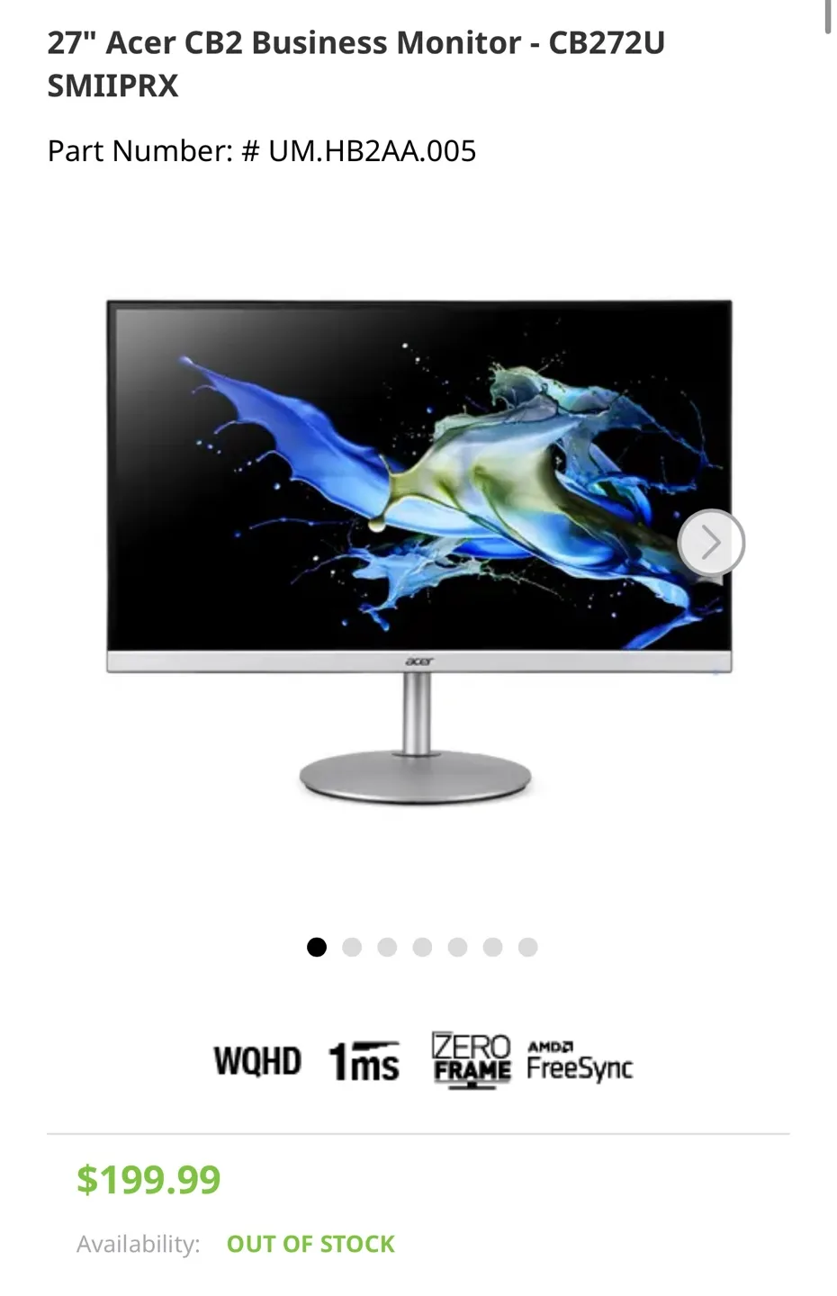 Acer CB272U smiiprx 27" monitor (75 Hz) image indicator(2)