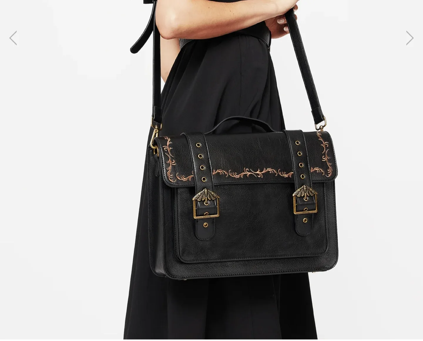 Disturbia Embroidered Leather Satchel Bag image indicator(2)